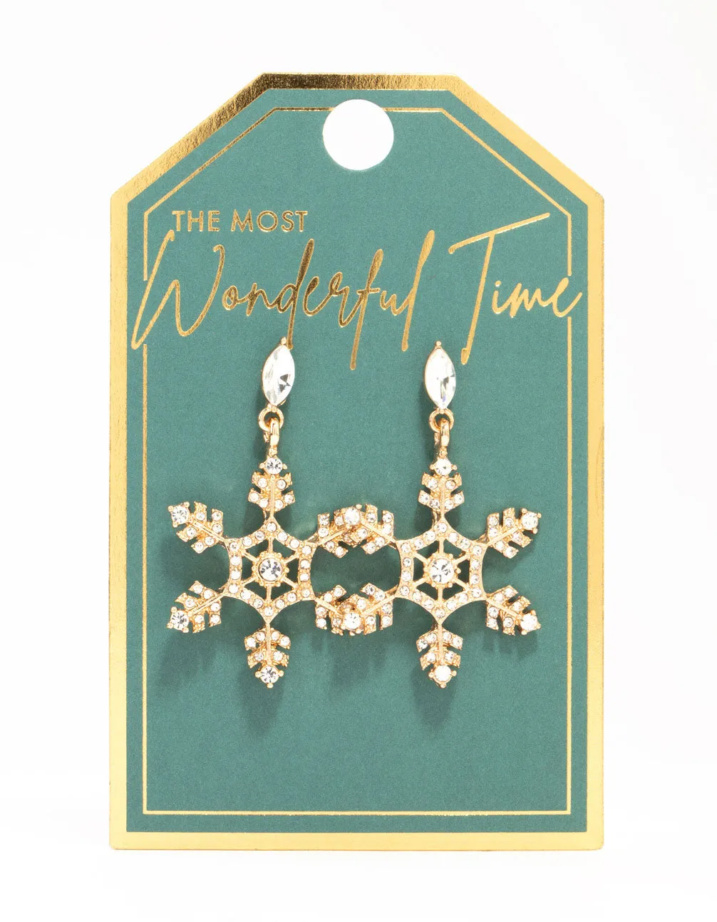 Gold Diamante Snowflake Drop Earrings