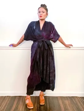 Hand-Dyed High Low Kimono Black Overdye