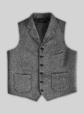 Harris Tweed Gray Herringbone Hunting Vest