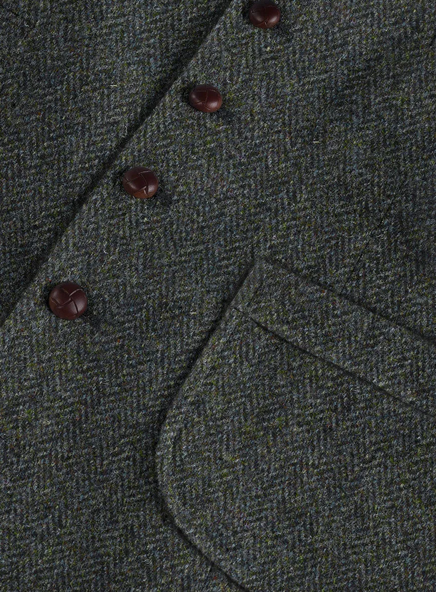 Harris Tweed Ridge Blue Herringbone Hunting Vest