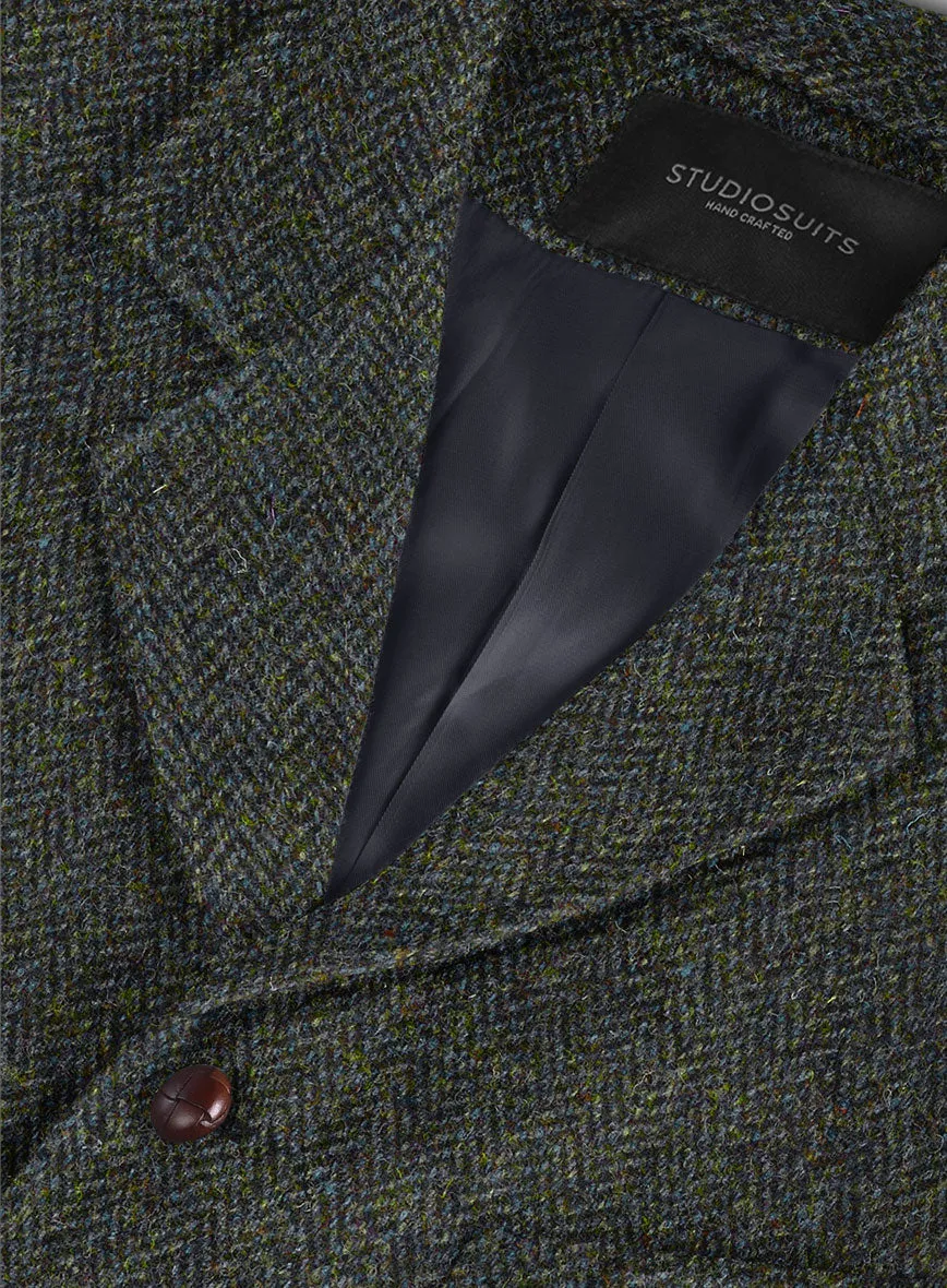 Harris Tweed Ridge Blue Herringbone Hunting Vest