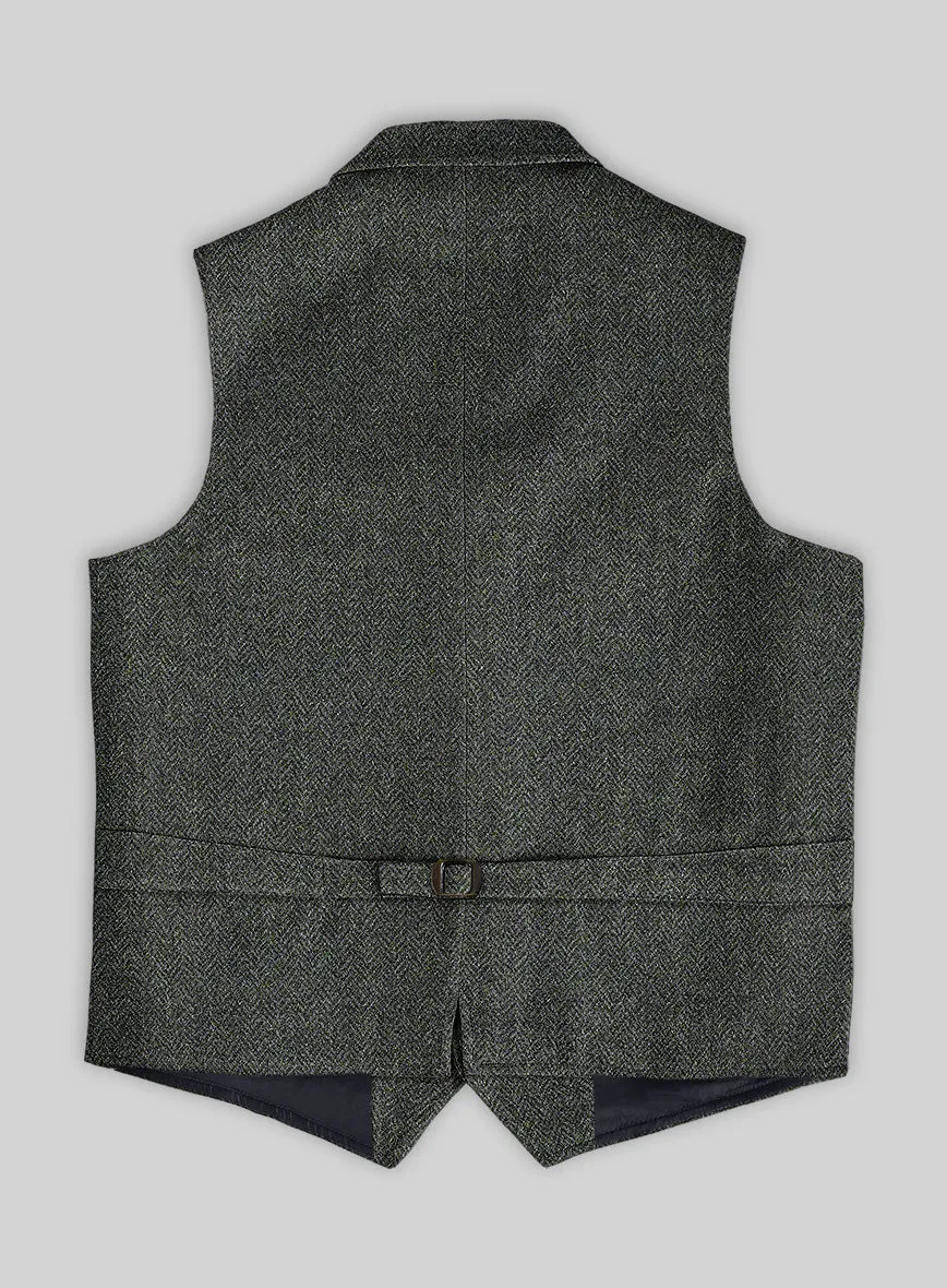 Harris Tweed Ridge Blue Herringbone Hunting Vest