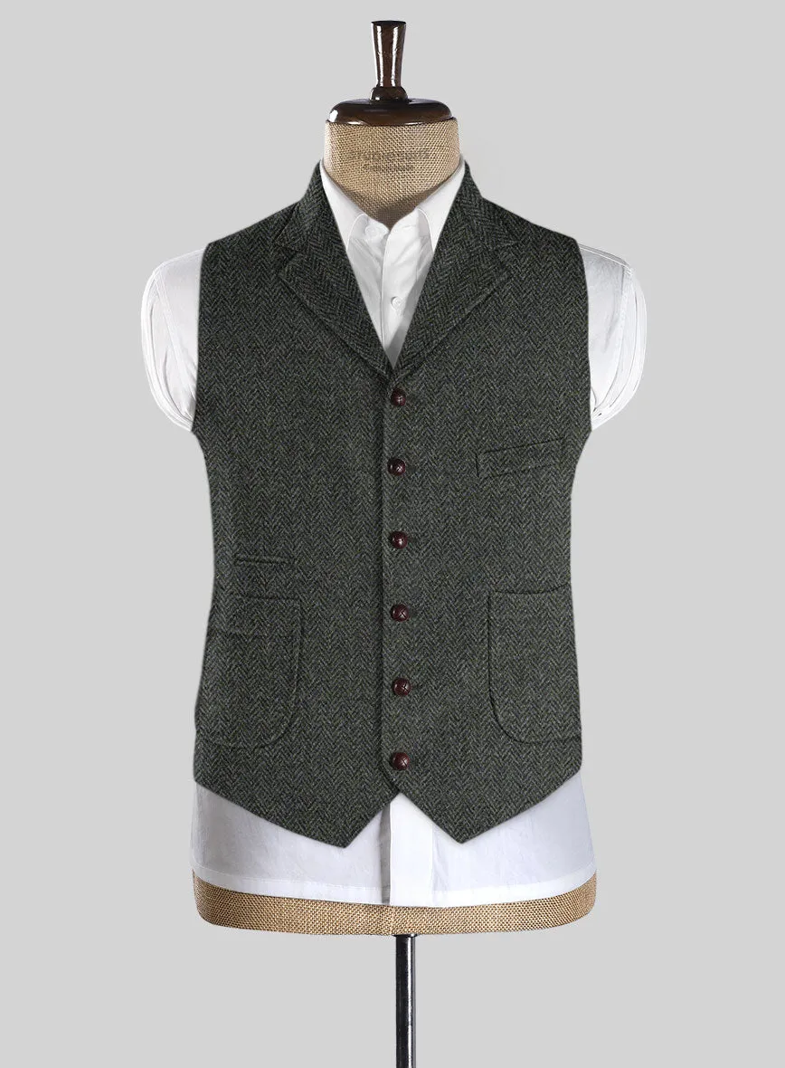 Harris Tweed Ridge Blue Herringbone Hunting Vest