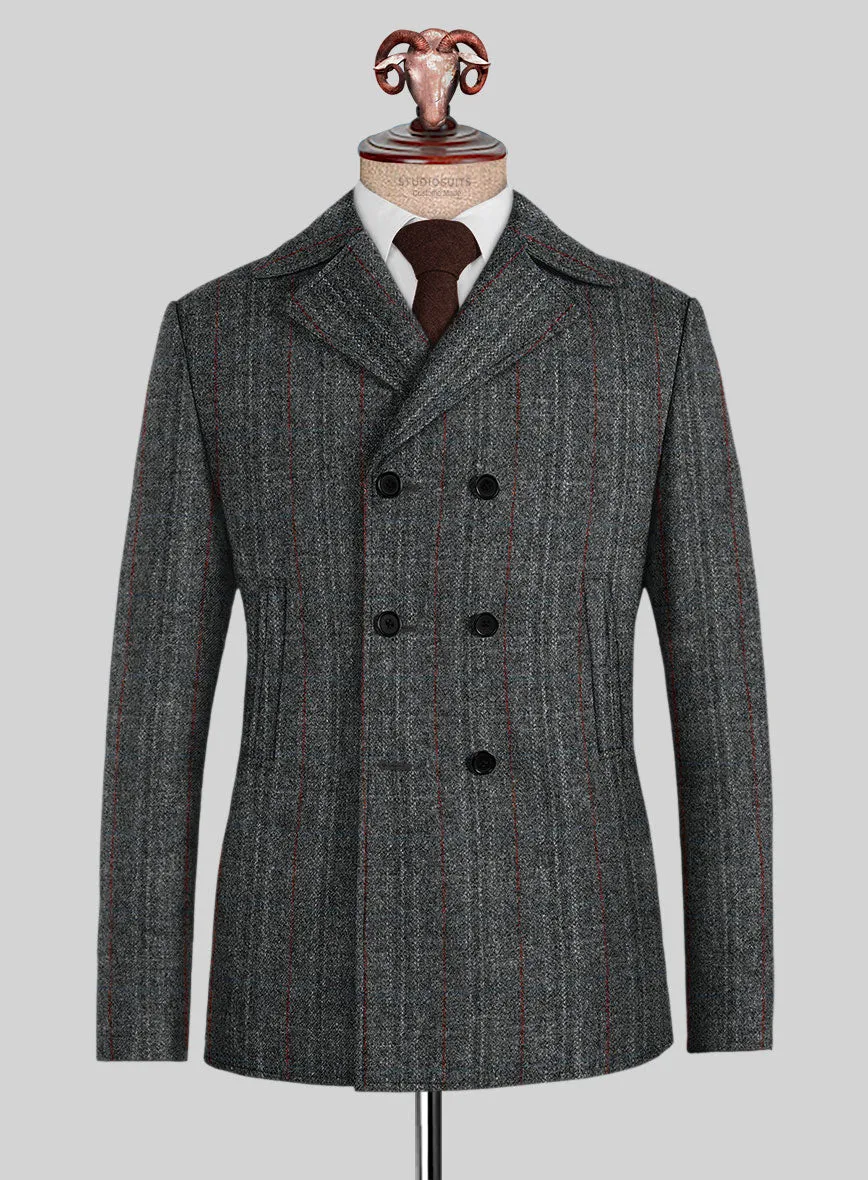 Harris Tweed Welsh Gray Pea Coat