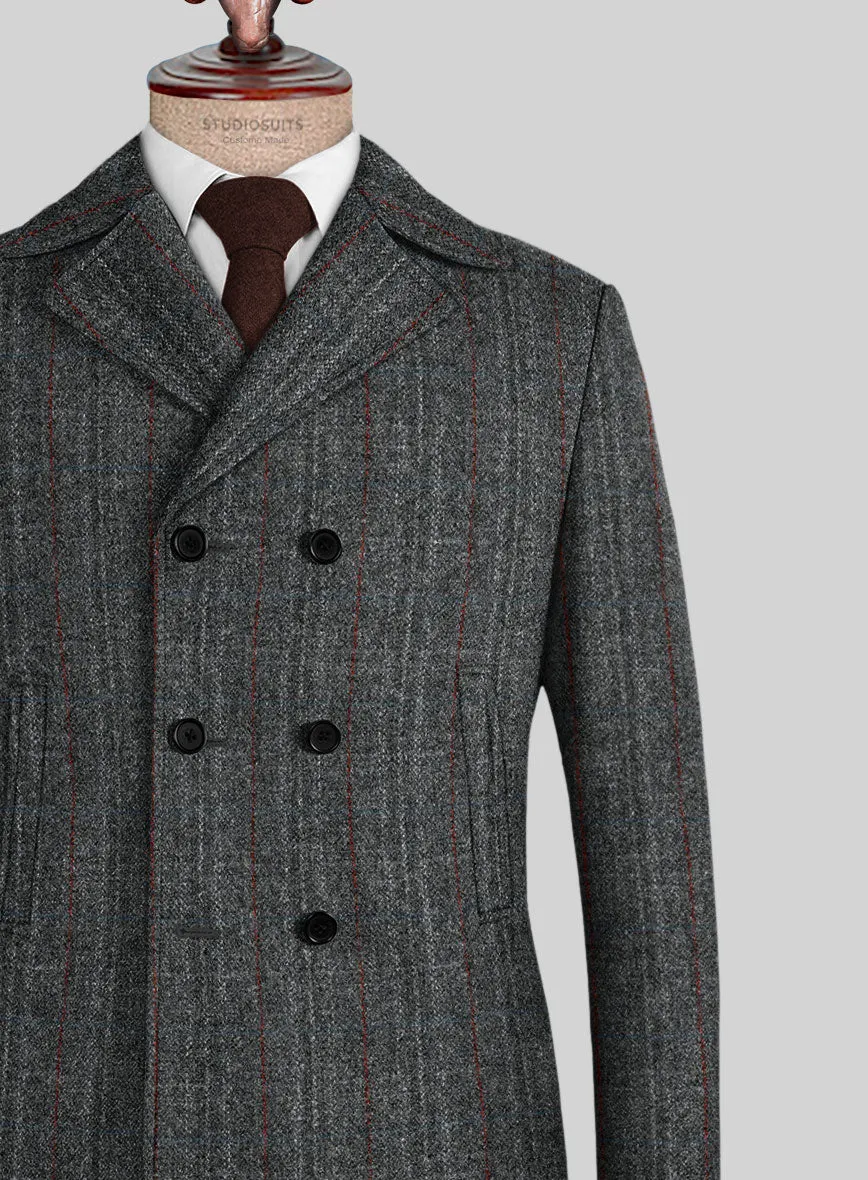 Harris Tweed Welsh Gray Pea Coat