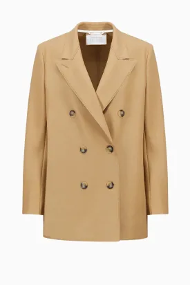 Harris Wharf Slouchy Pressed Wool Peacoat - Beige
