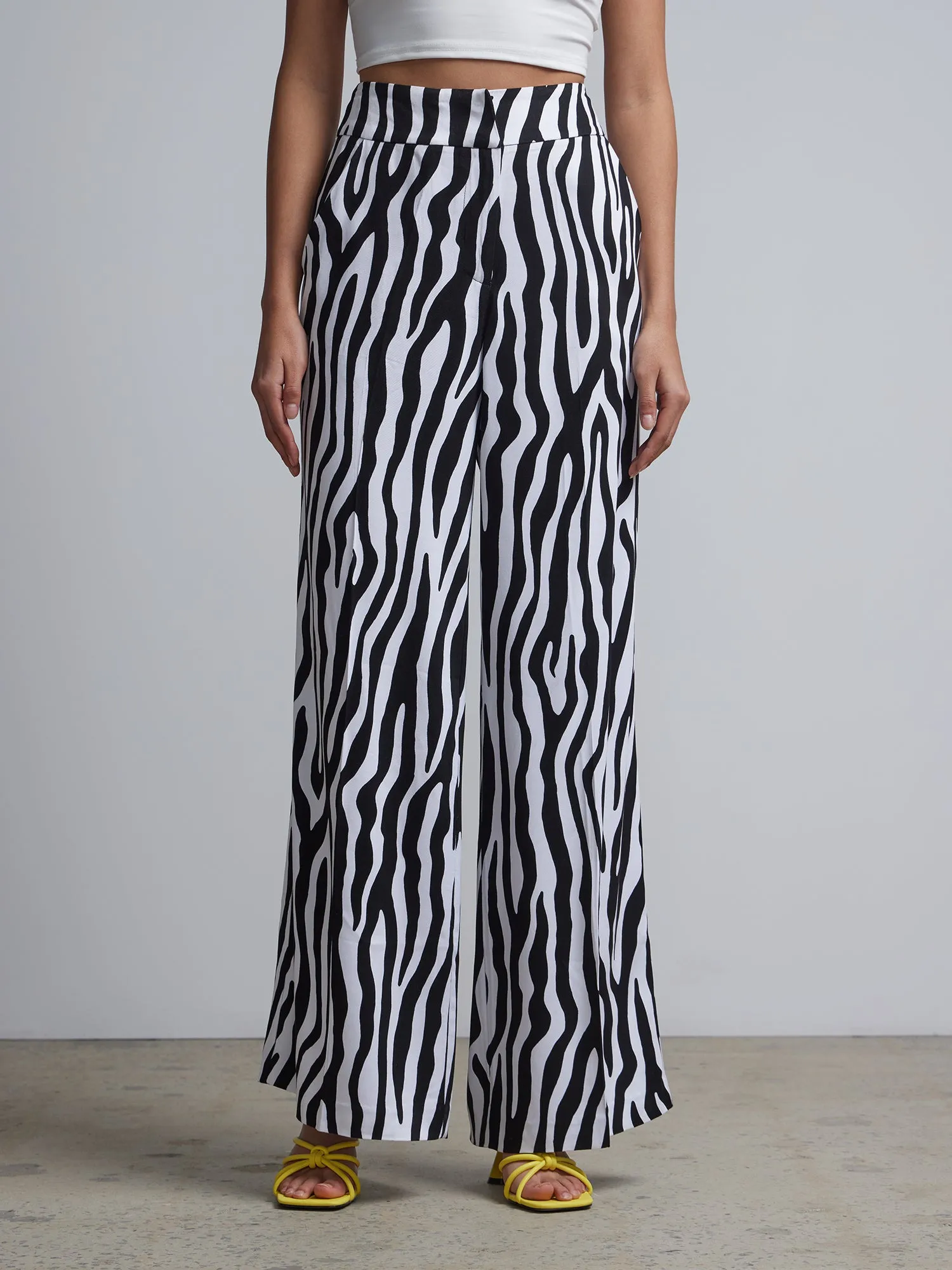 High Waist High Rise Zebra Print Pants
