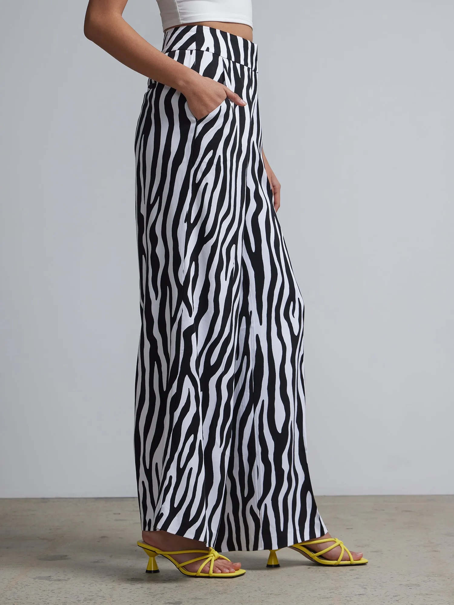High Waist High Rise Zebra Print Pants