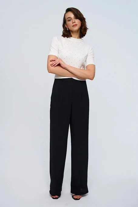 High waist palazzo black