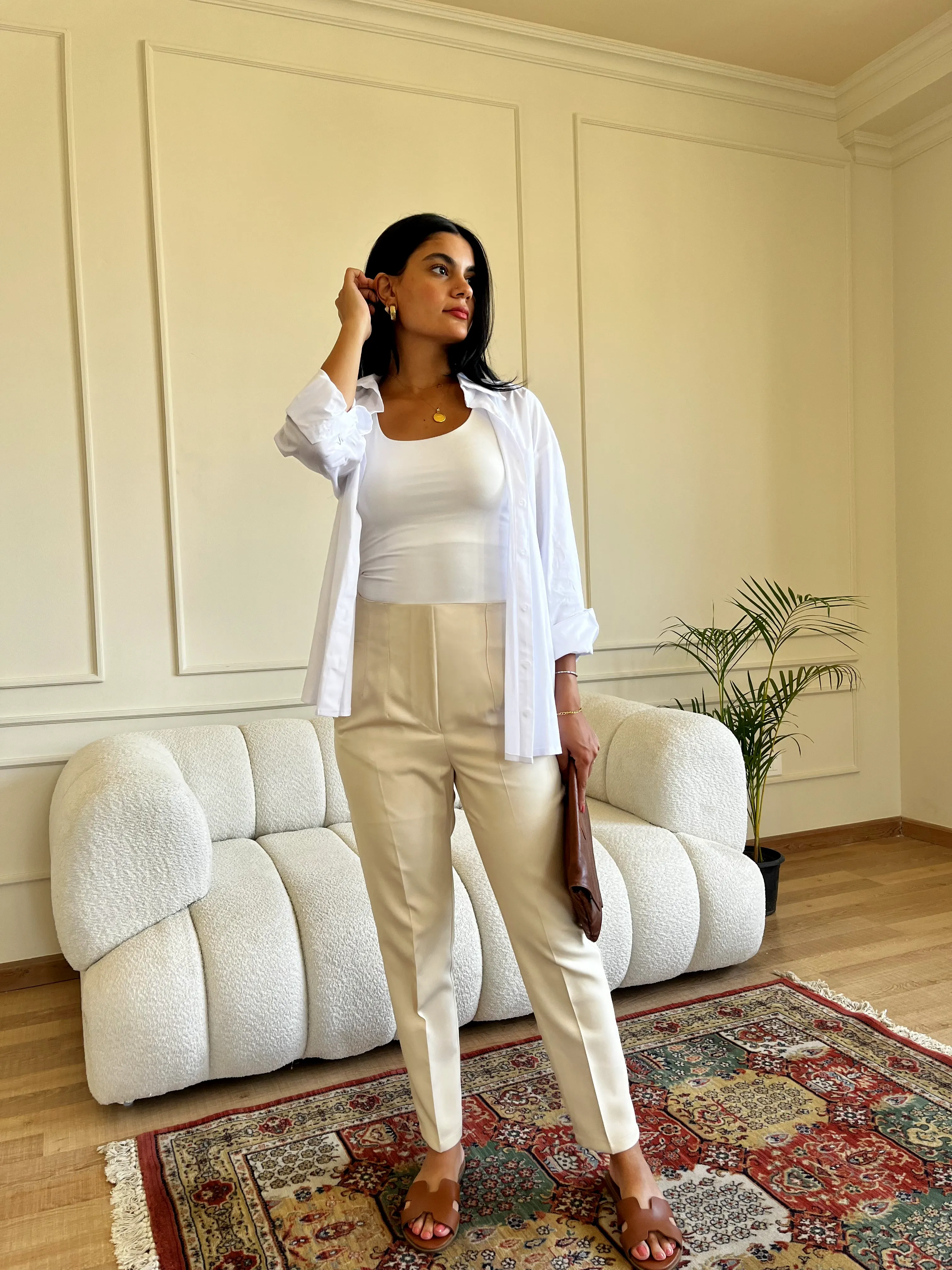 HIGH WAIST PANTS BEIGE