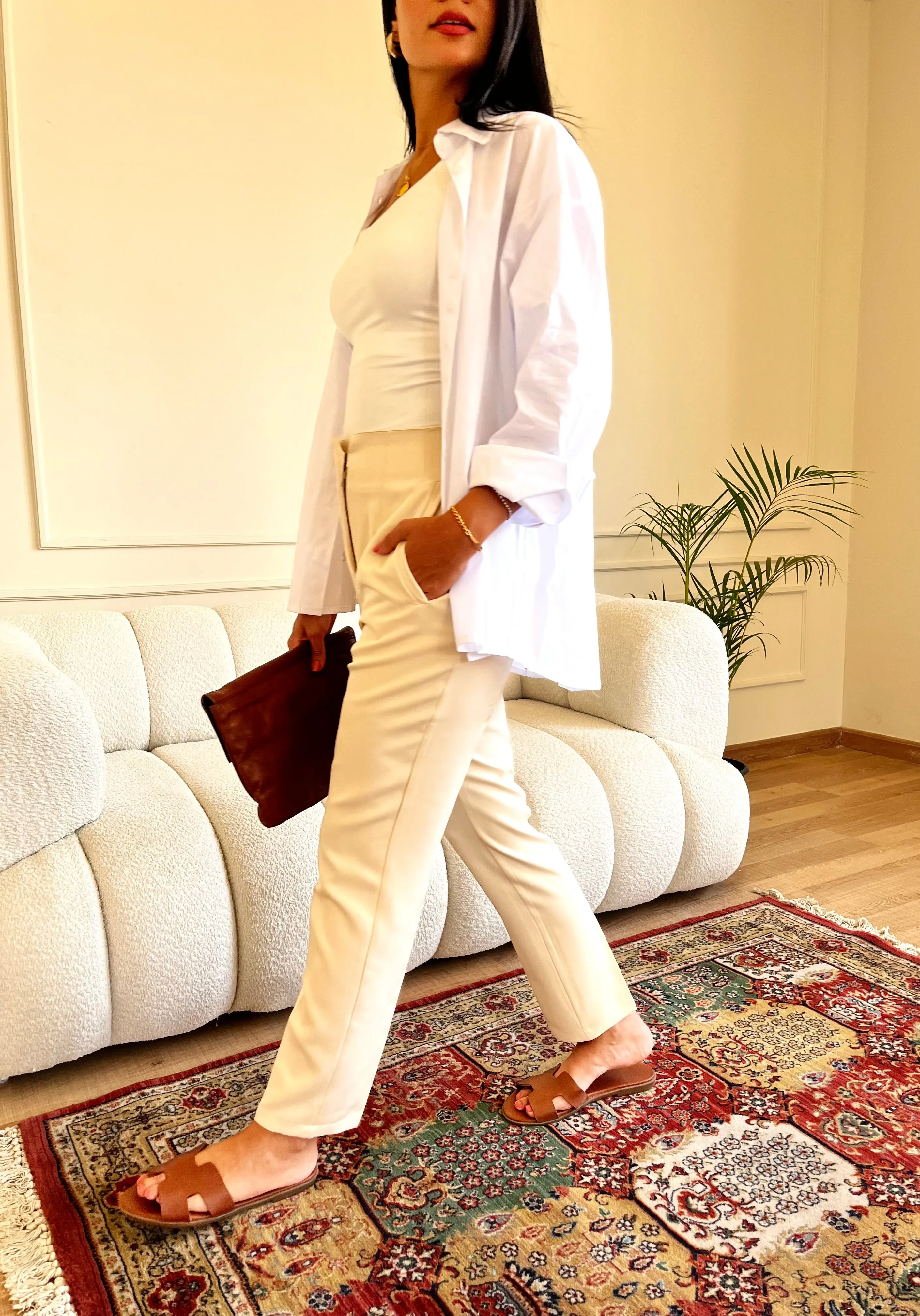 HIGH WAIST PANTS BEIGE