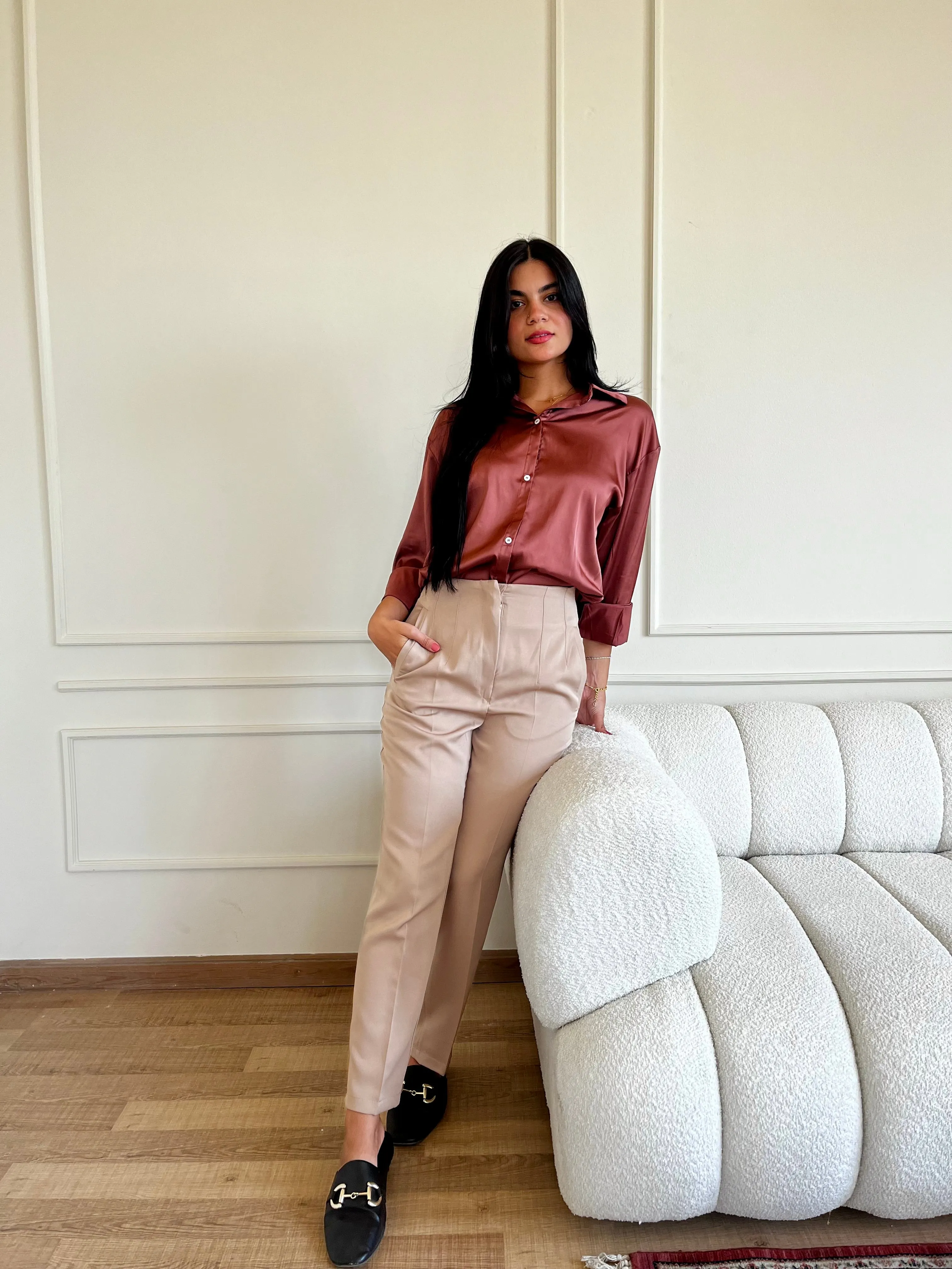 HIGH WAIST PANTS TAN