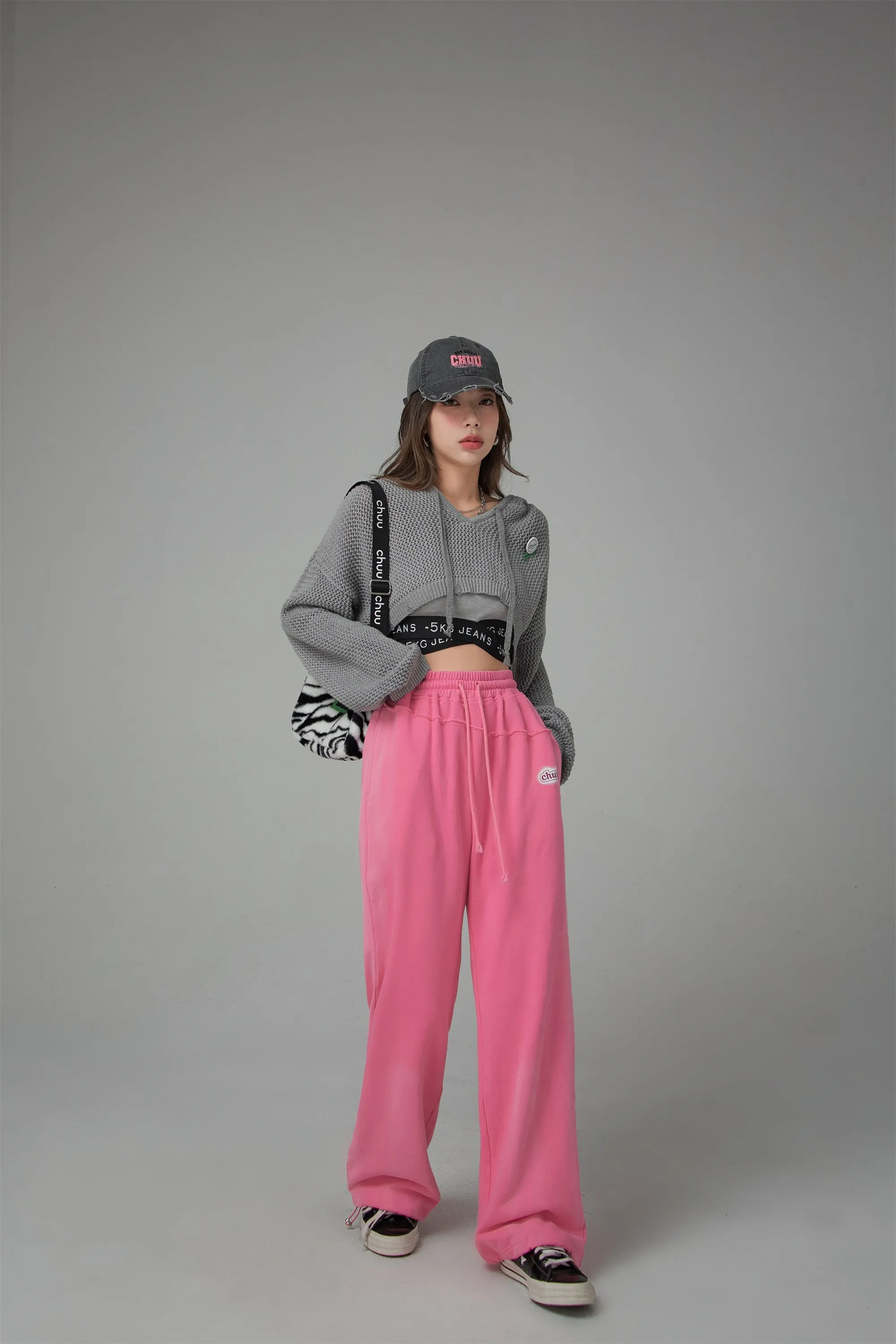 High-Waist String Wide Jogger Pants