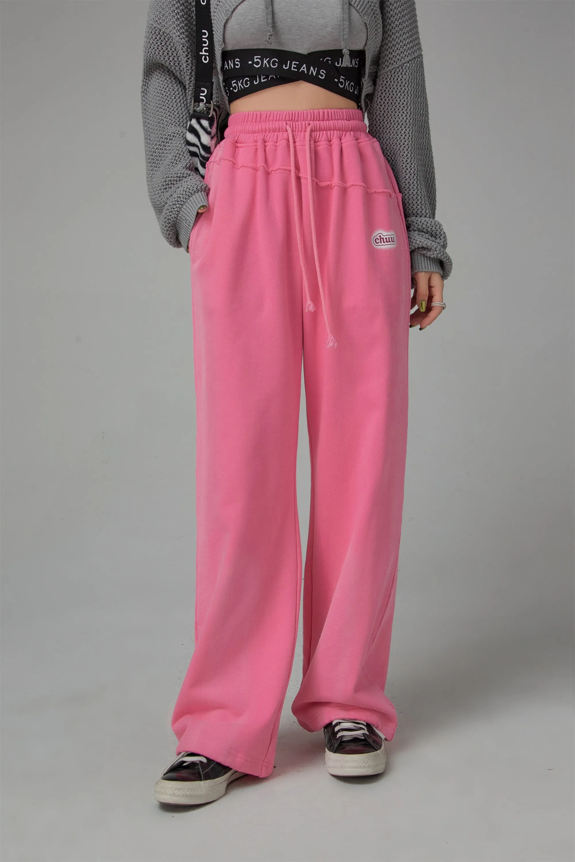 High-Waist String Wide Jogger Pants