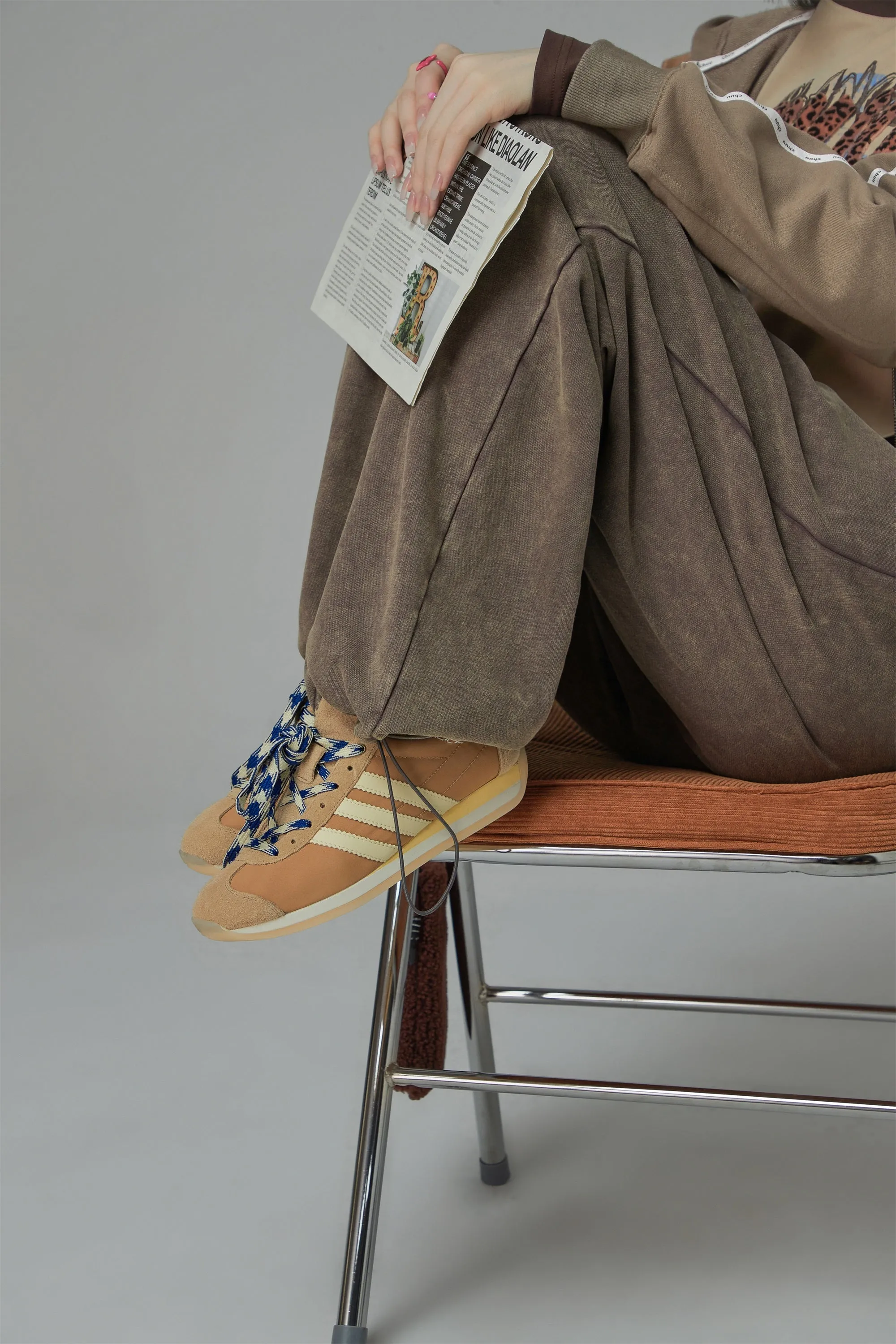 High-Waist String Wide Jogger Pants