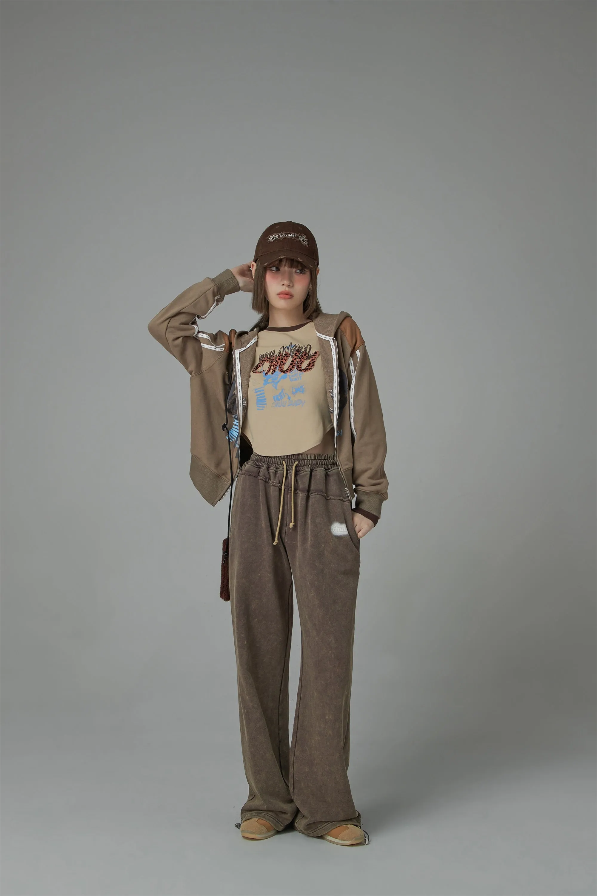 High-Waist String Wide Jogger Pants