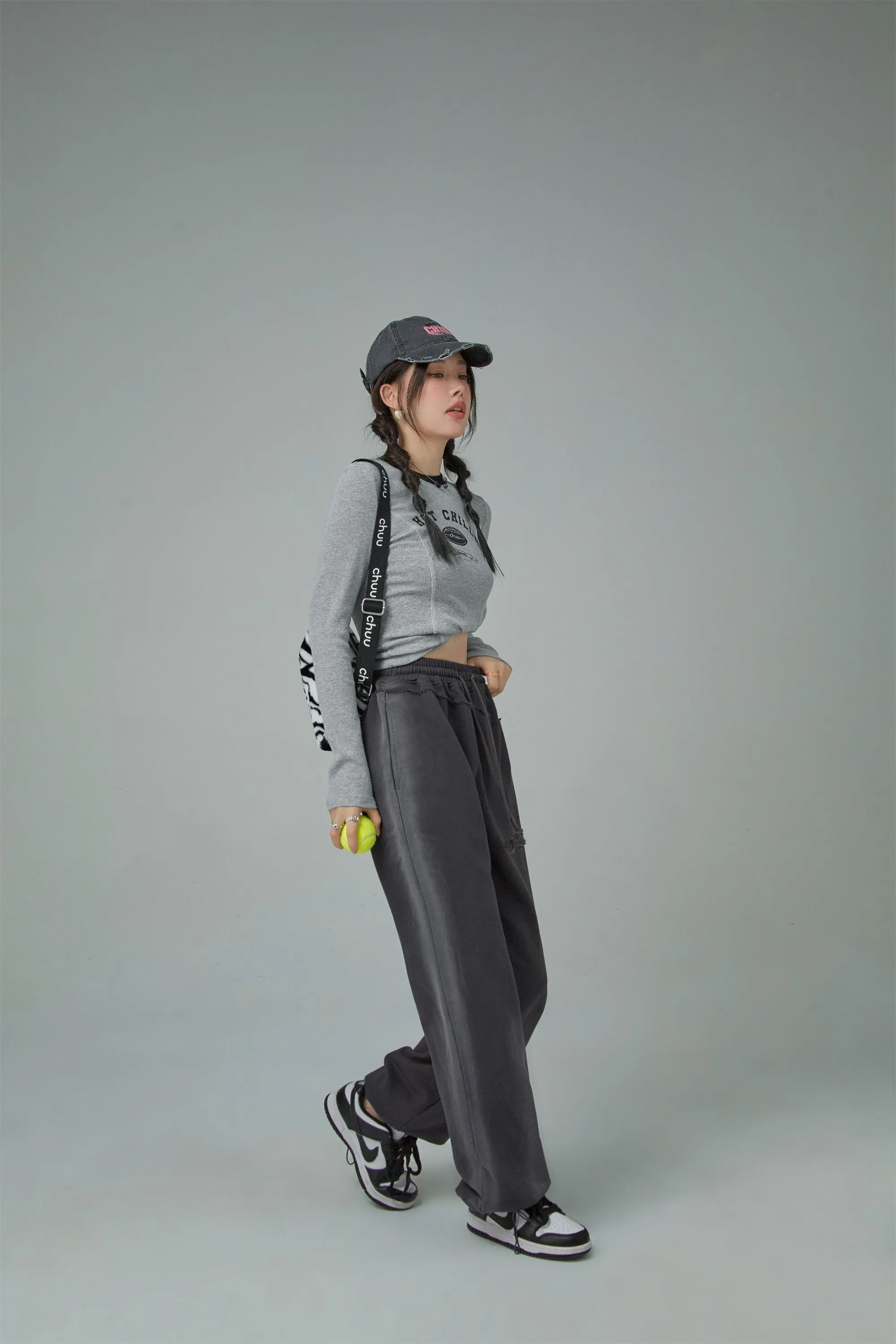 High-Waist String Wide Jogger Pants