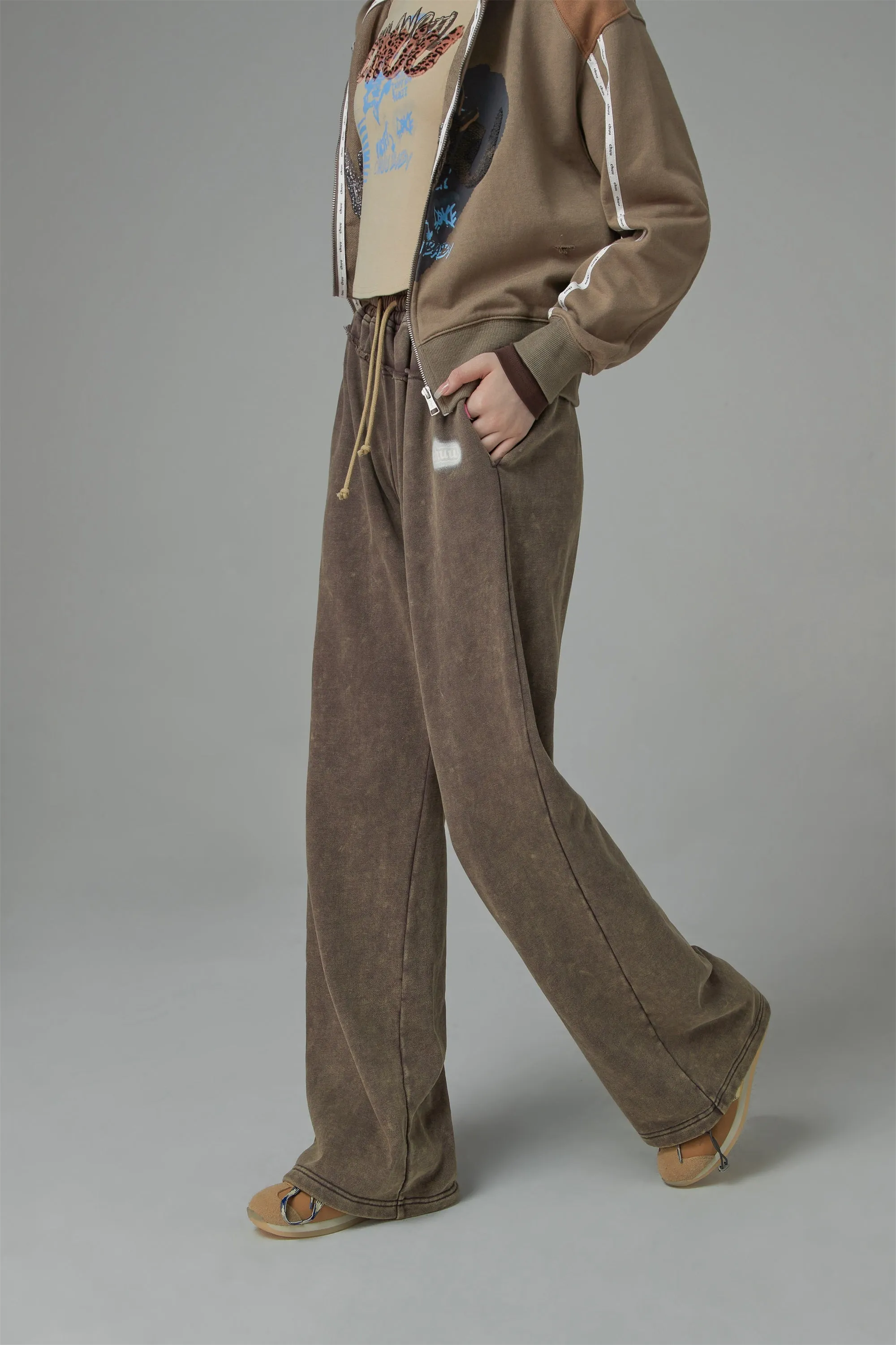 High-Waist String Wide Jogger Pants
