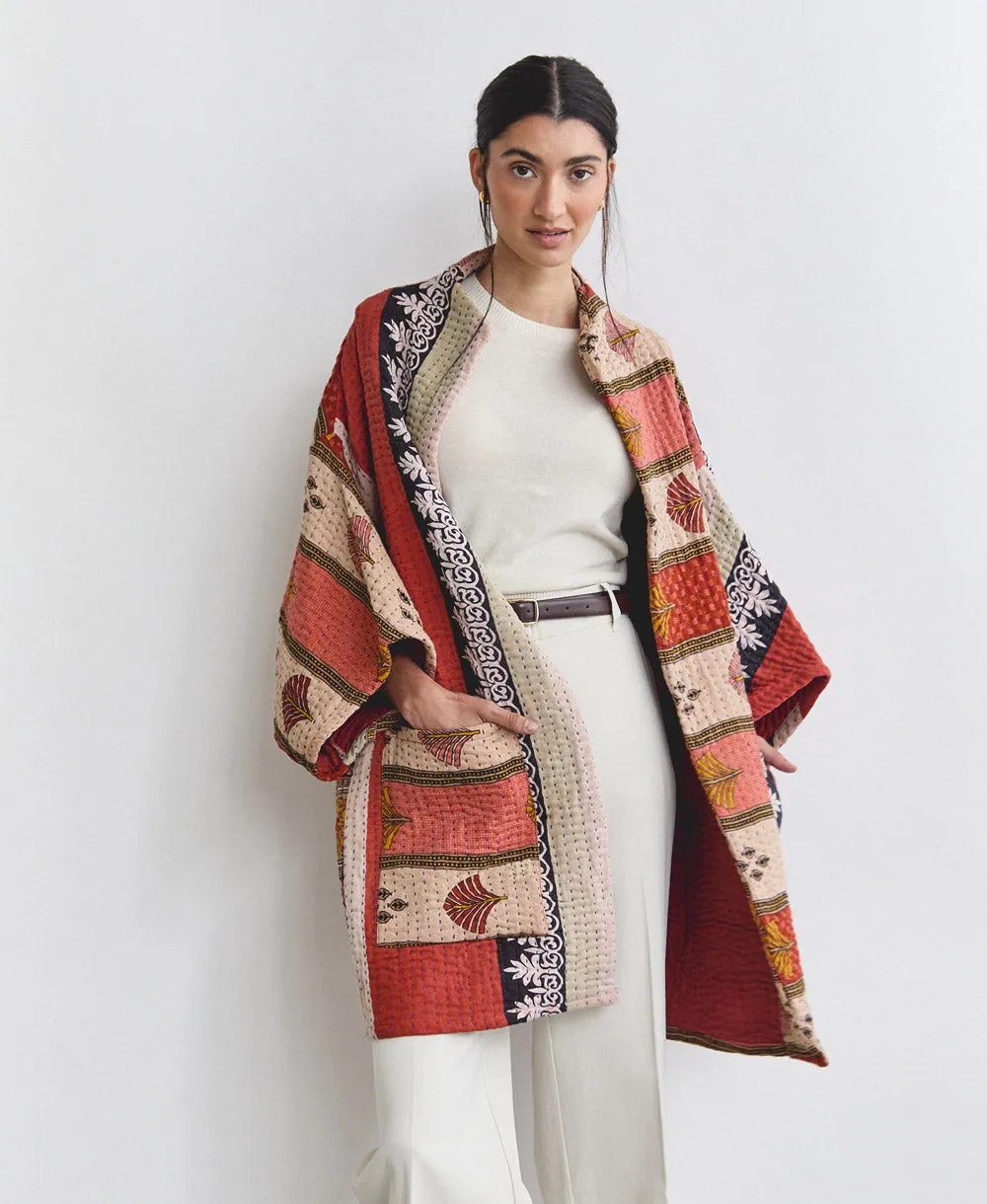 Kantha Cocoon Quilted Jacket - No. 240603 - Extra Small