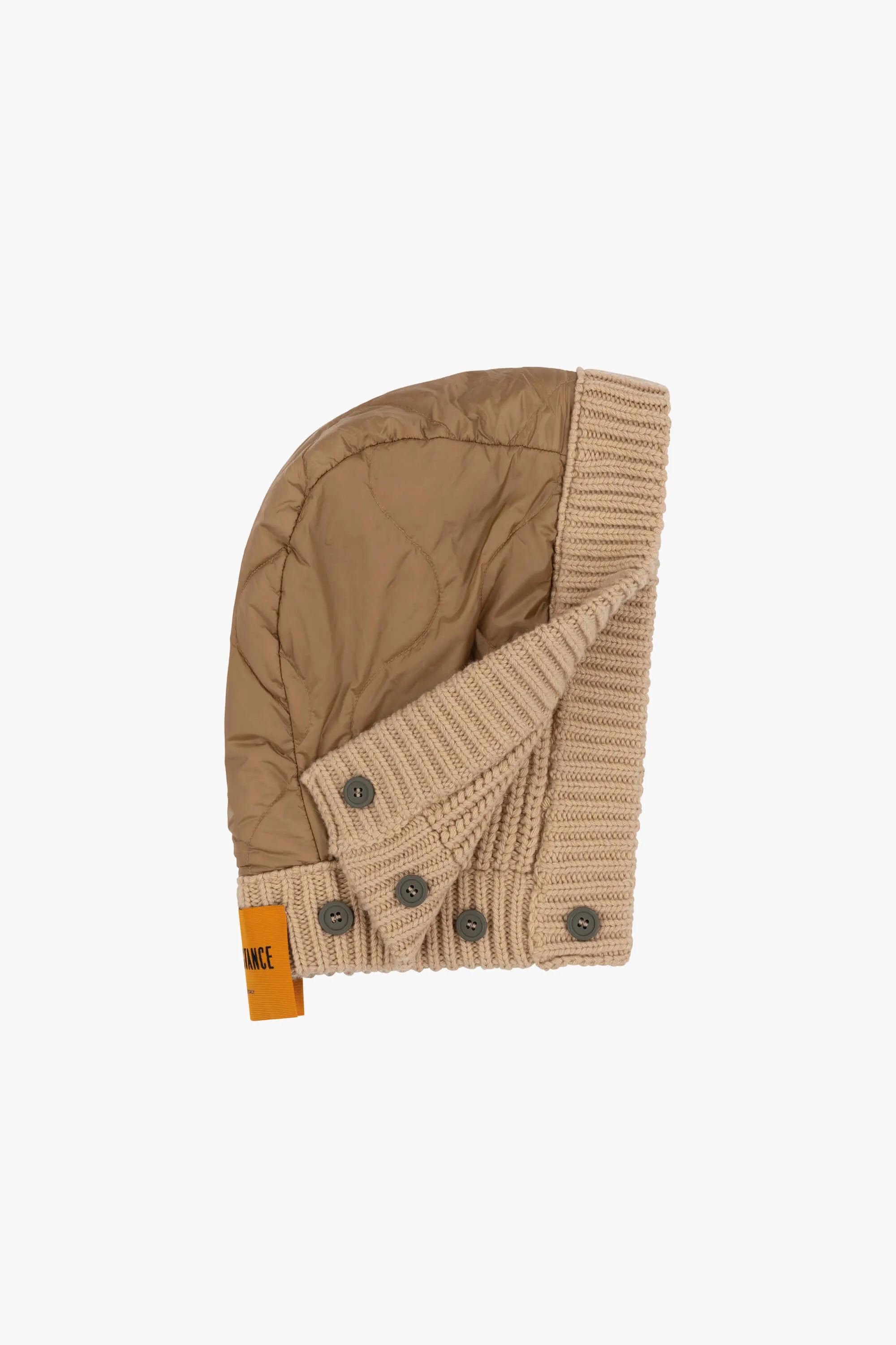 Knit Quilt Hood - Camel / Mocha Brown