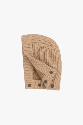 Knit Quilt Hood - Camel / Mocha Brown