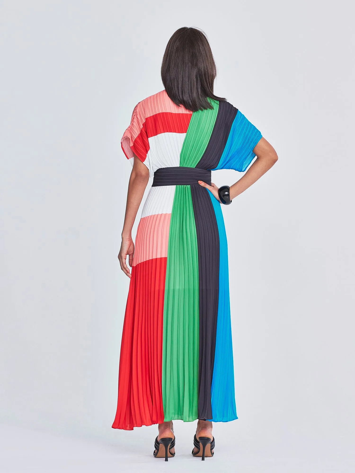 Kyrie Colorblock Pleated Maxi Dress