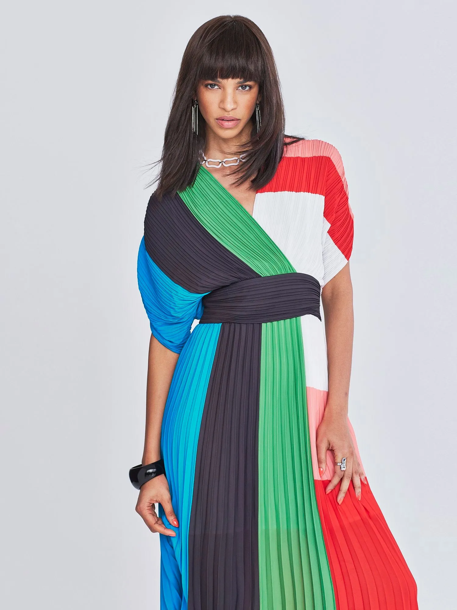 Kyrie Colorblock Pleated Maxi Dress