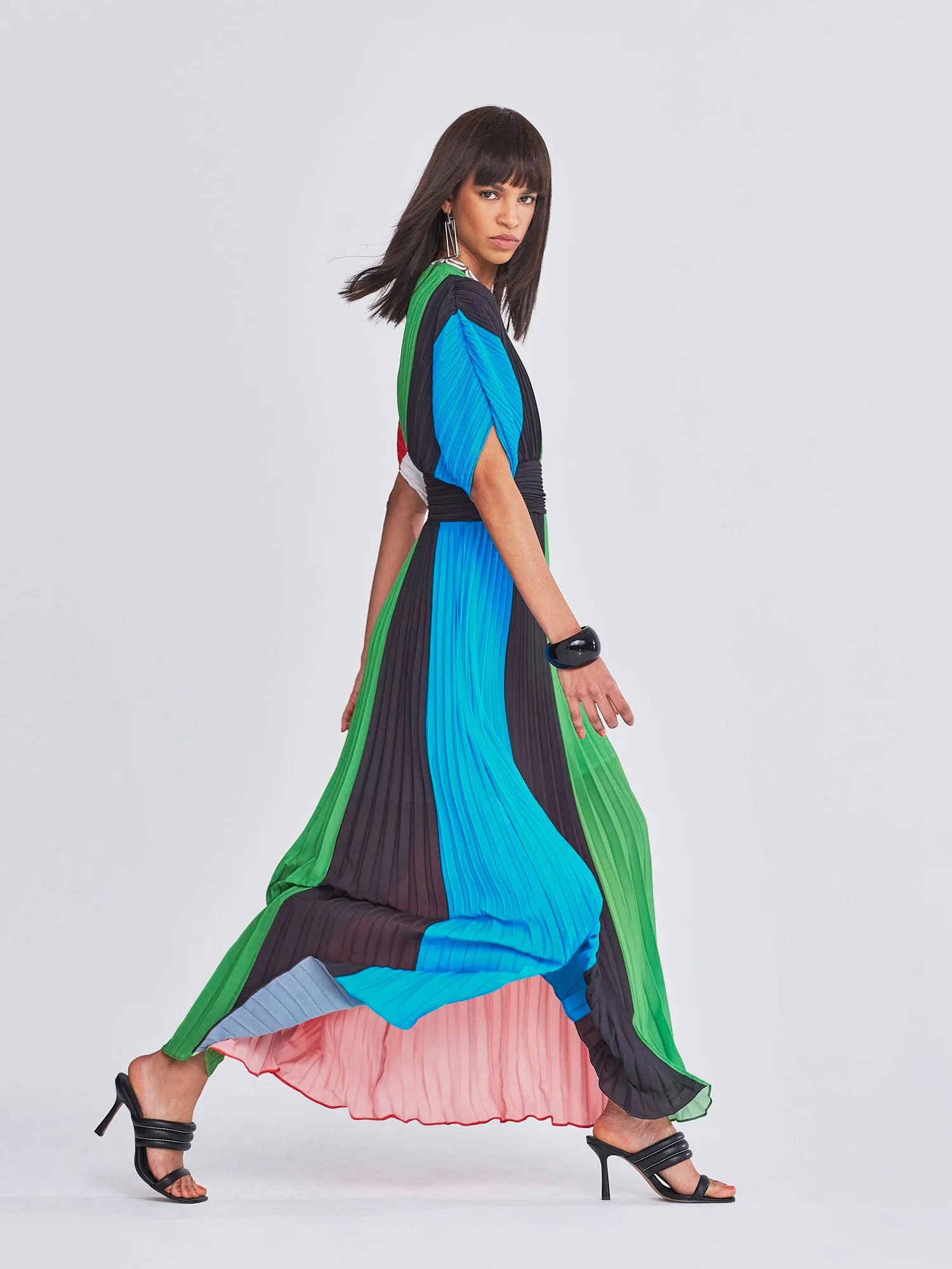 Kyrie Colorblock Pleated Maxi Dress