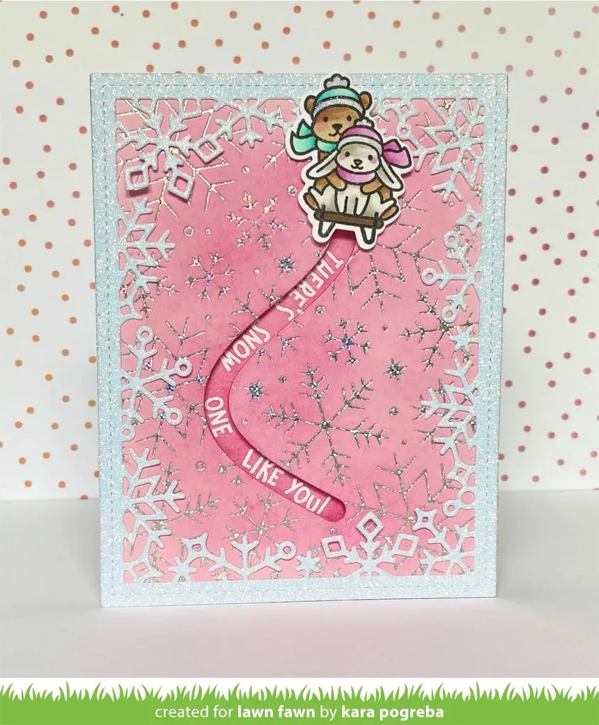 Lawn Fawn - snow flurries backdrop - lawn cuts