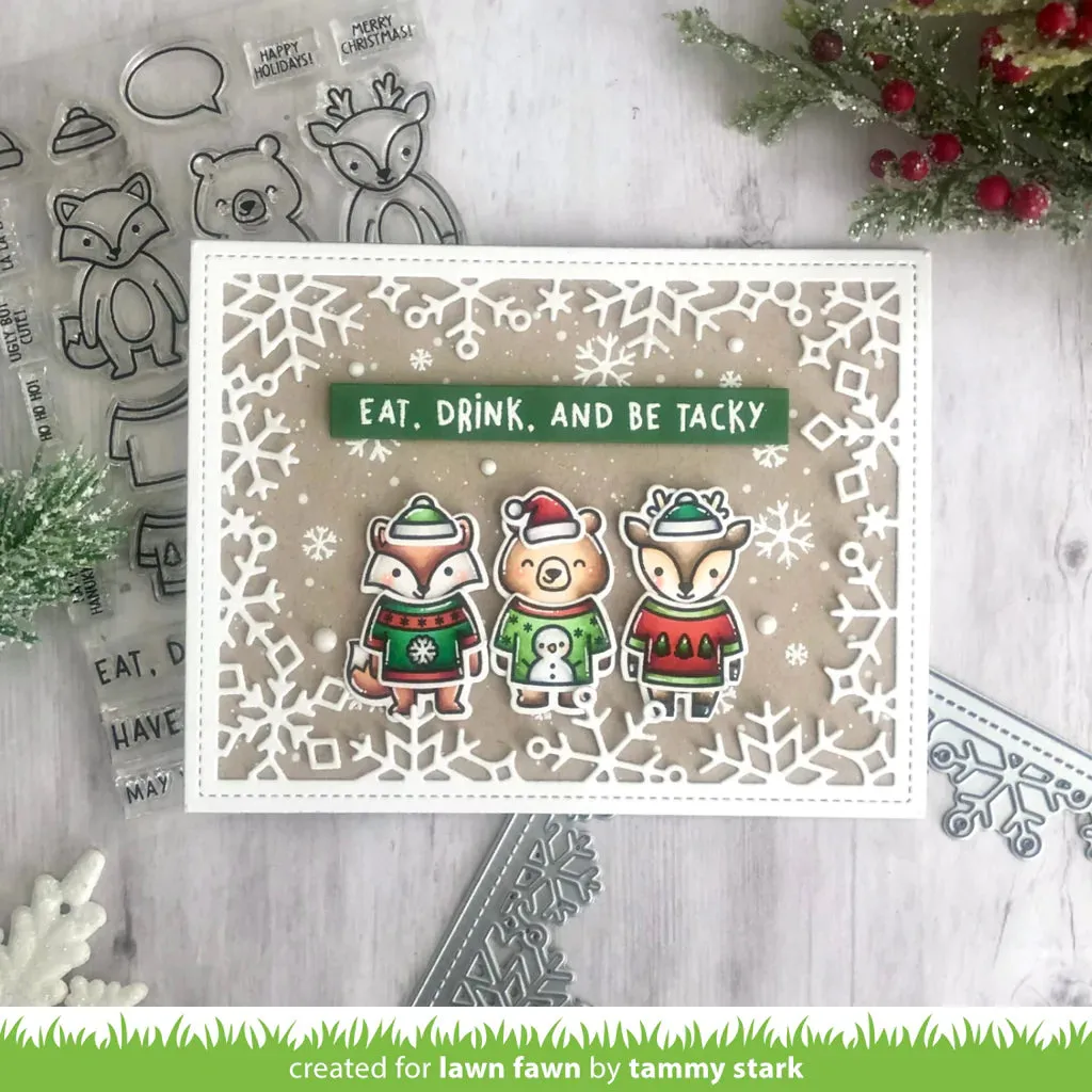 Lawn Fawn - snow flurries backdrop - lawn cuts