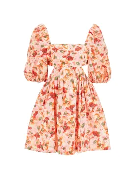 Lightburst Floral Linen Dress