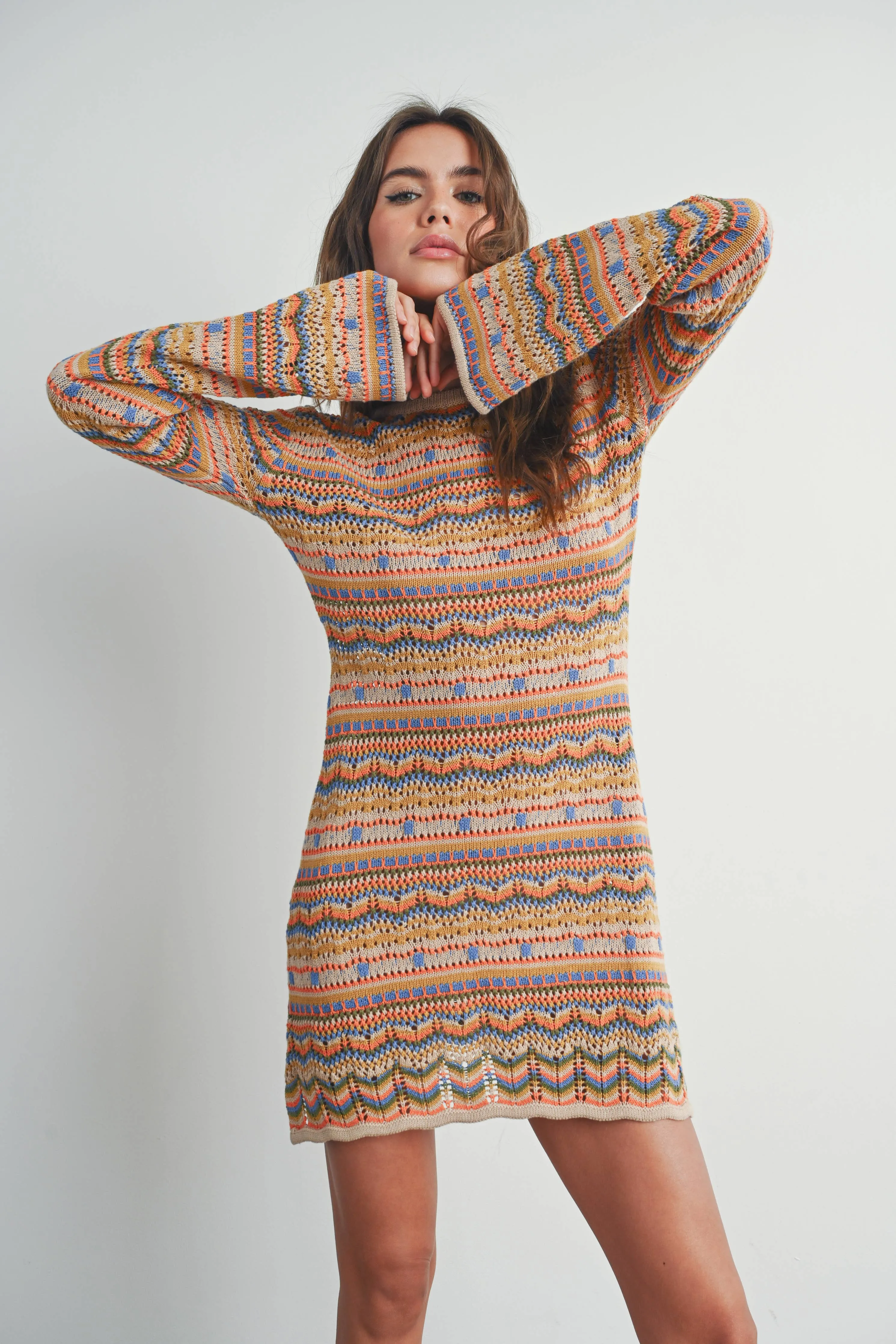 Mauve Multicolored Sweater Dress