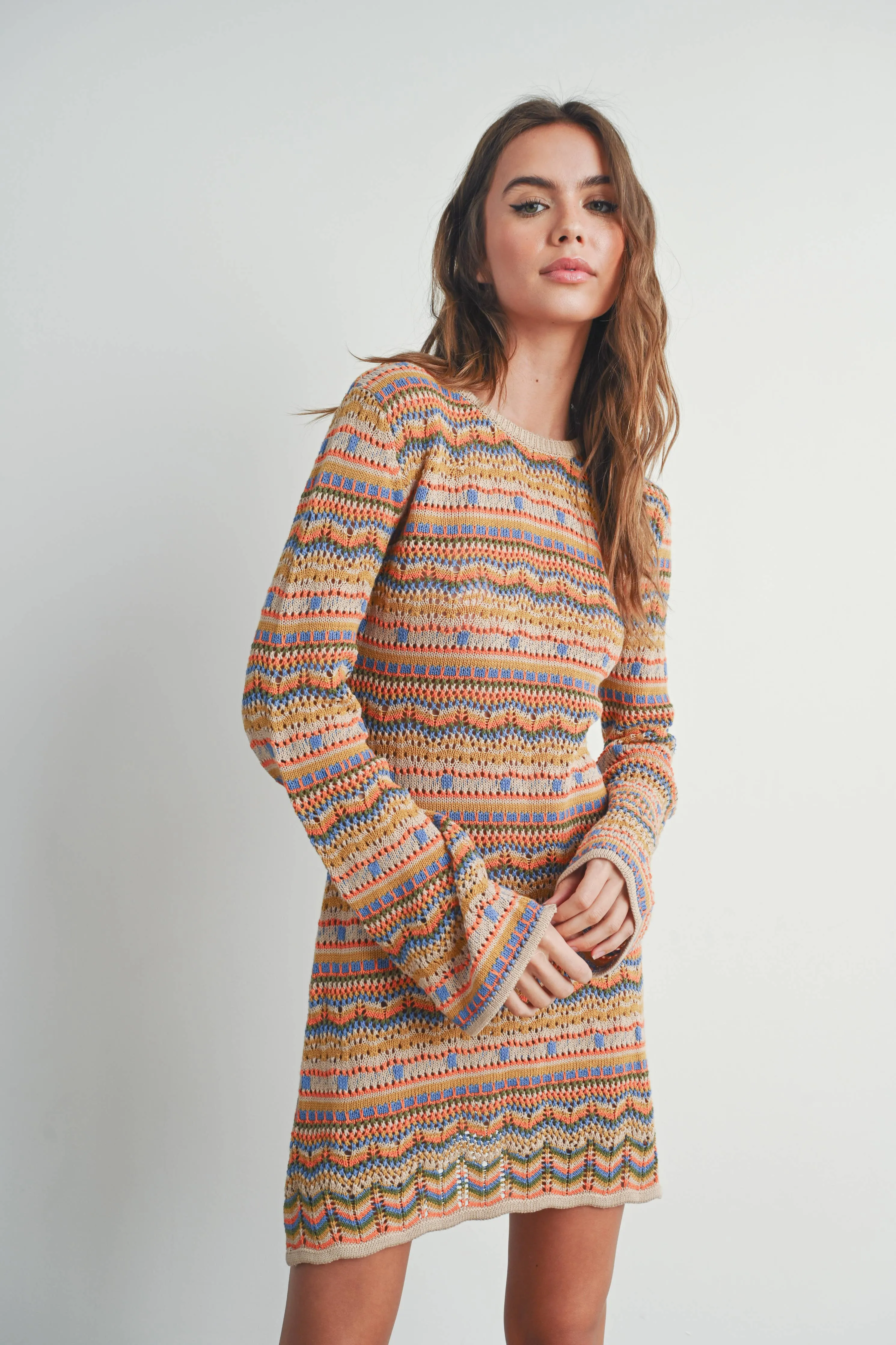 Mauve Multicolored Sweater Dress