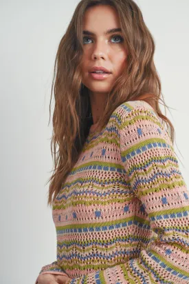 Mauve Multicolored Sweater Dress