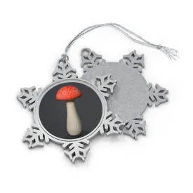 Mushroom Pewter Snowflake Ornament