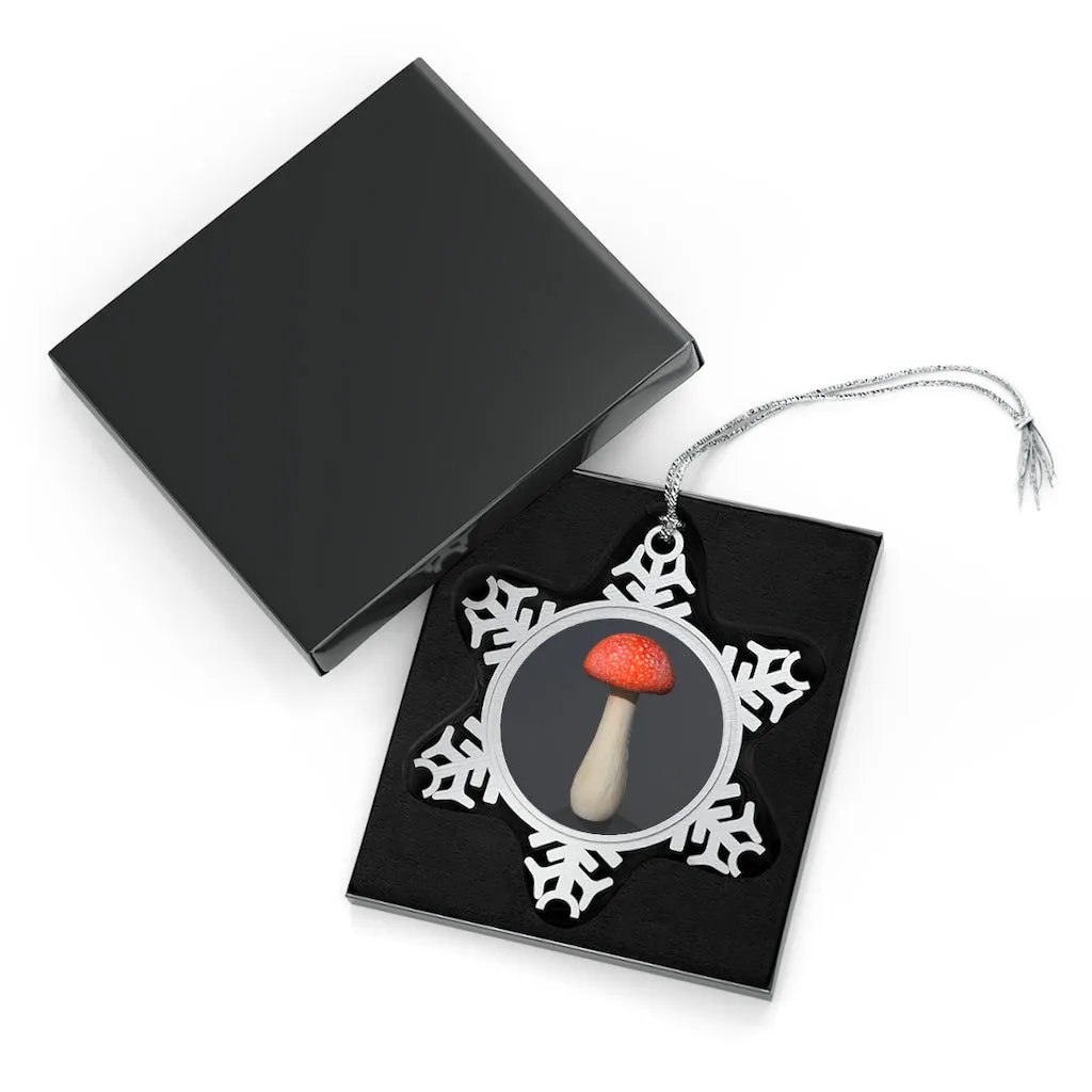 Mushroom Pewter Snowflake Ornament
