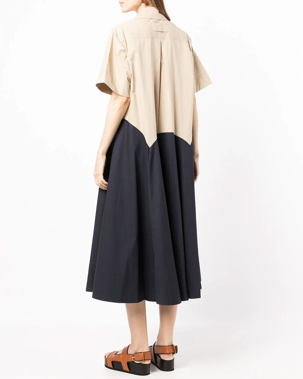 Navy Sand Elsie Bicolor Maxi Shirt Dress