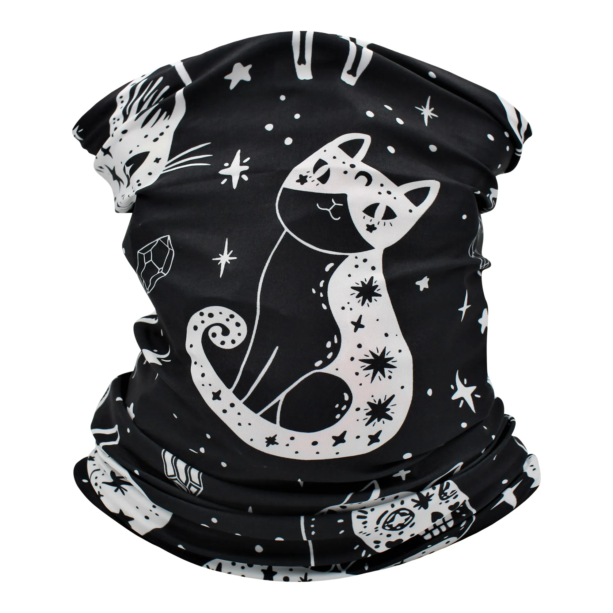 Neck Gaiter/Balaclava/Magic Scarf Headband & Face Mask for Men, Women (Halloween Cats)