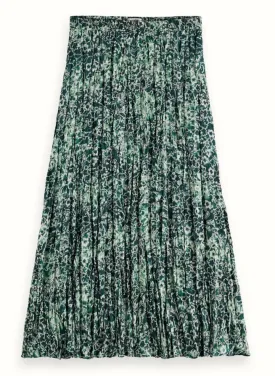 Pleated Floral Midi Skirt