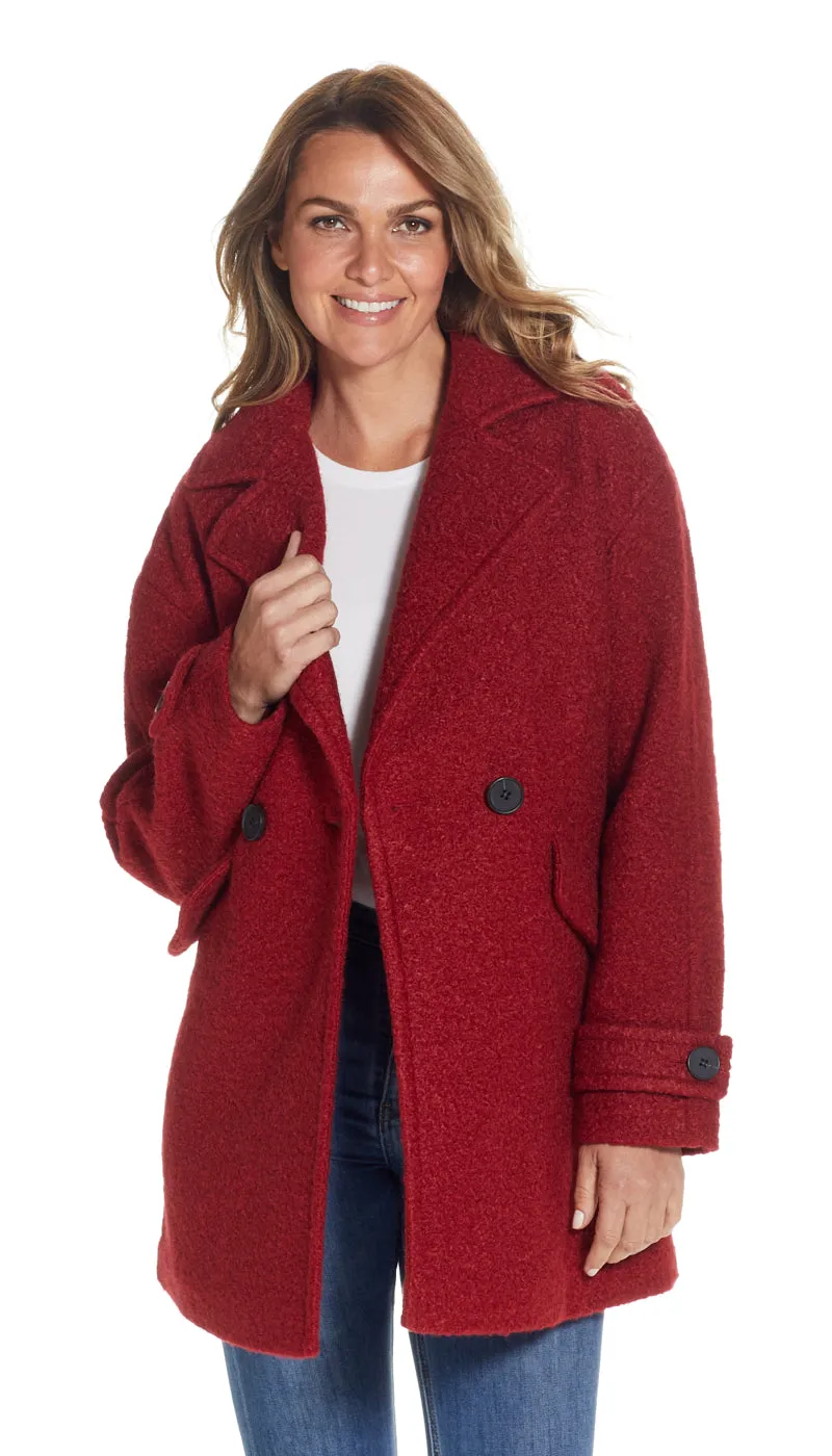 POLY BOUCLE PEA COAT