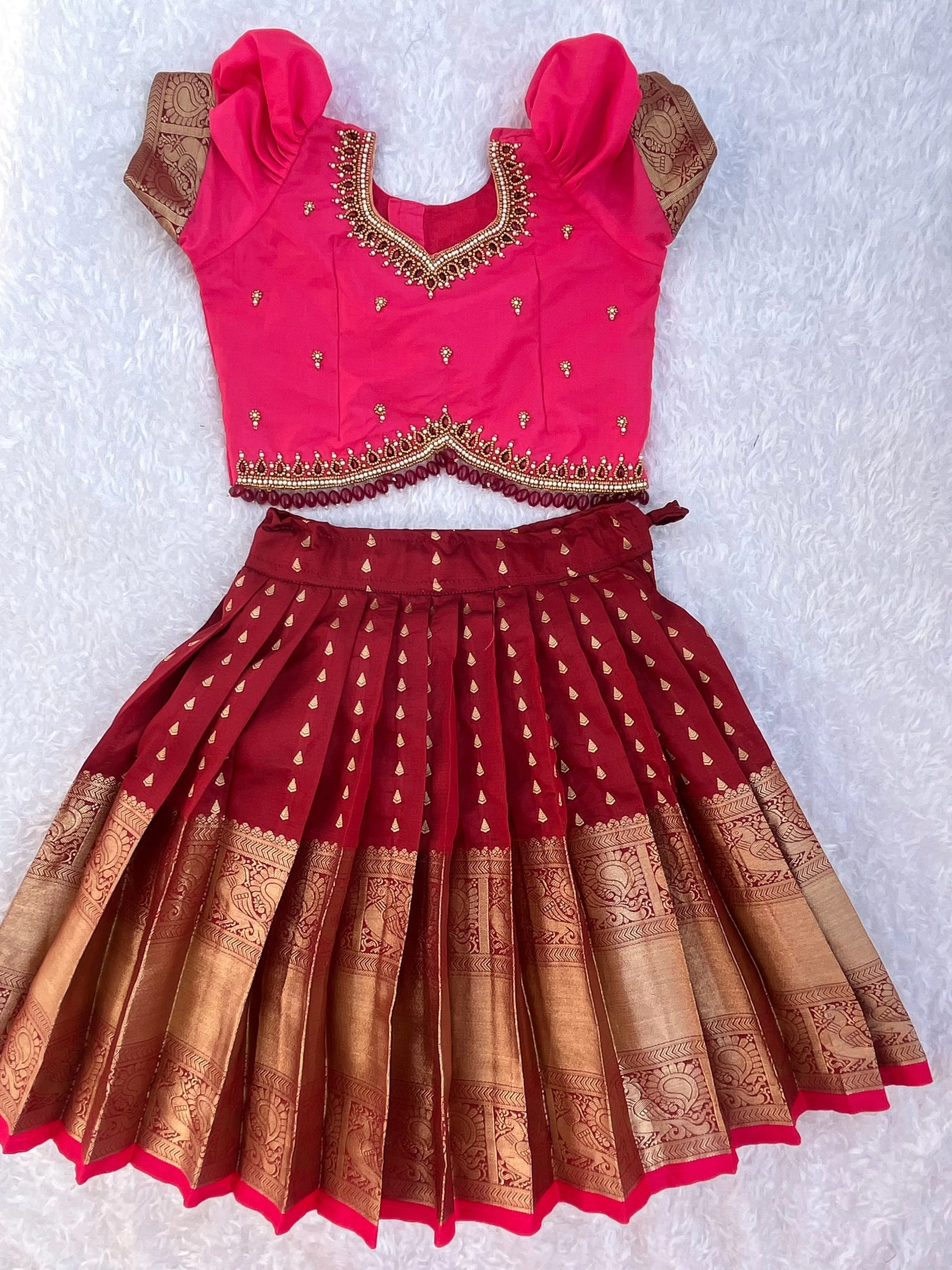 PRE ORDER : Vibrant Pink and Maroon Lehenga