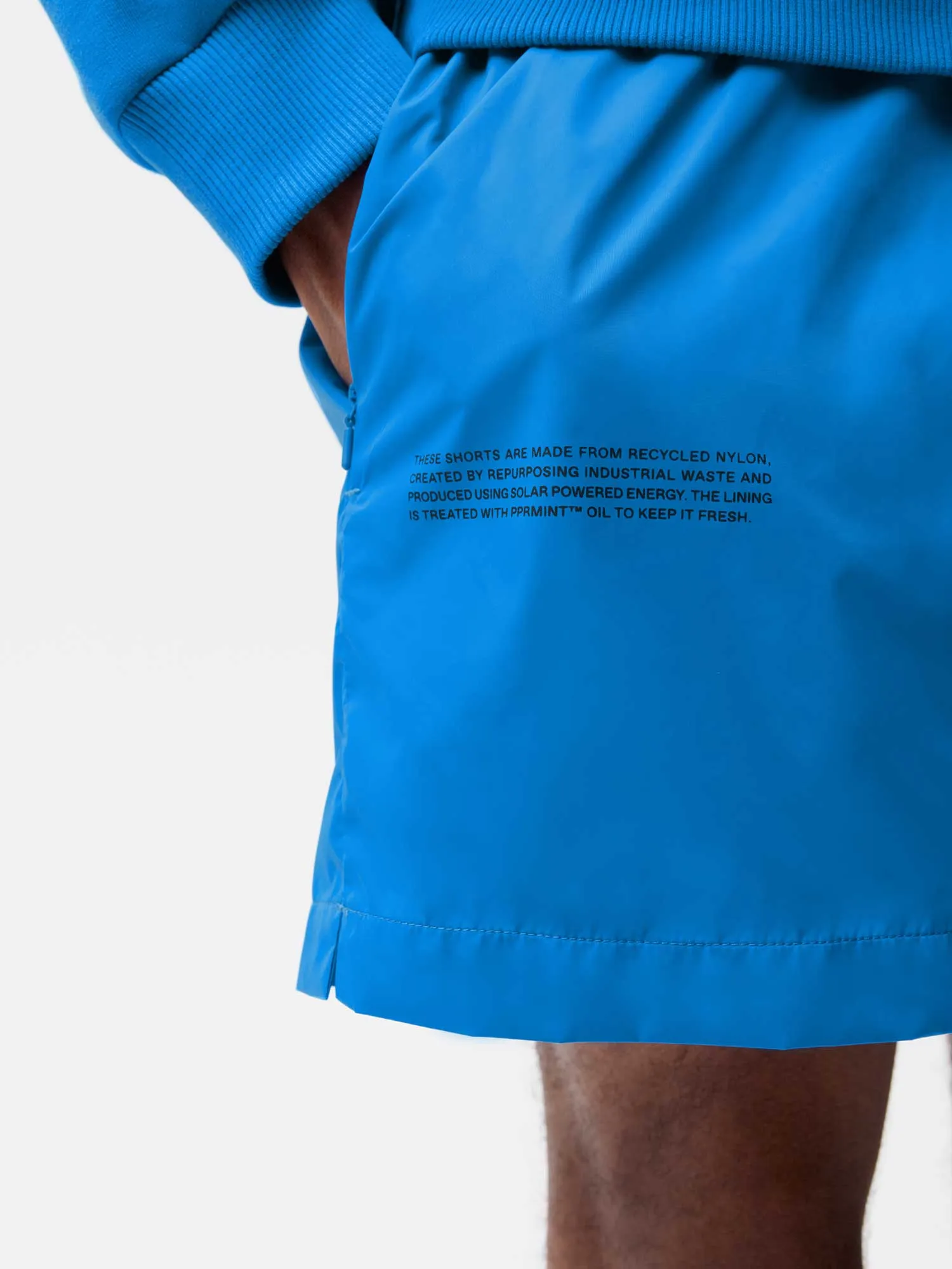 Recycled nylon Shorts—cerulean blue