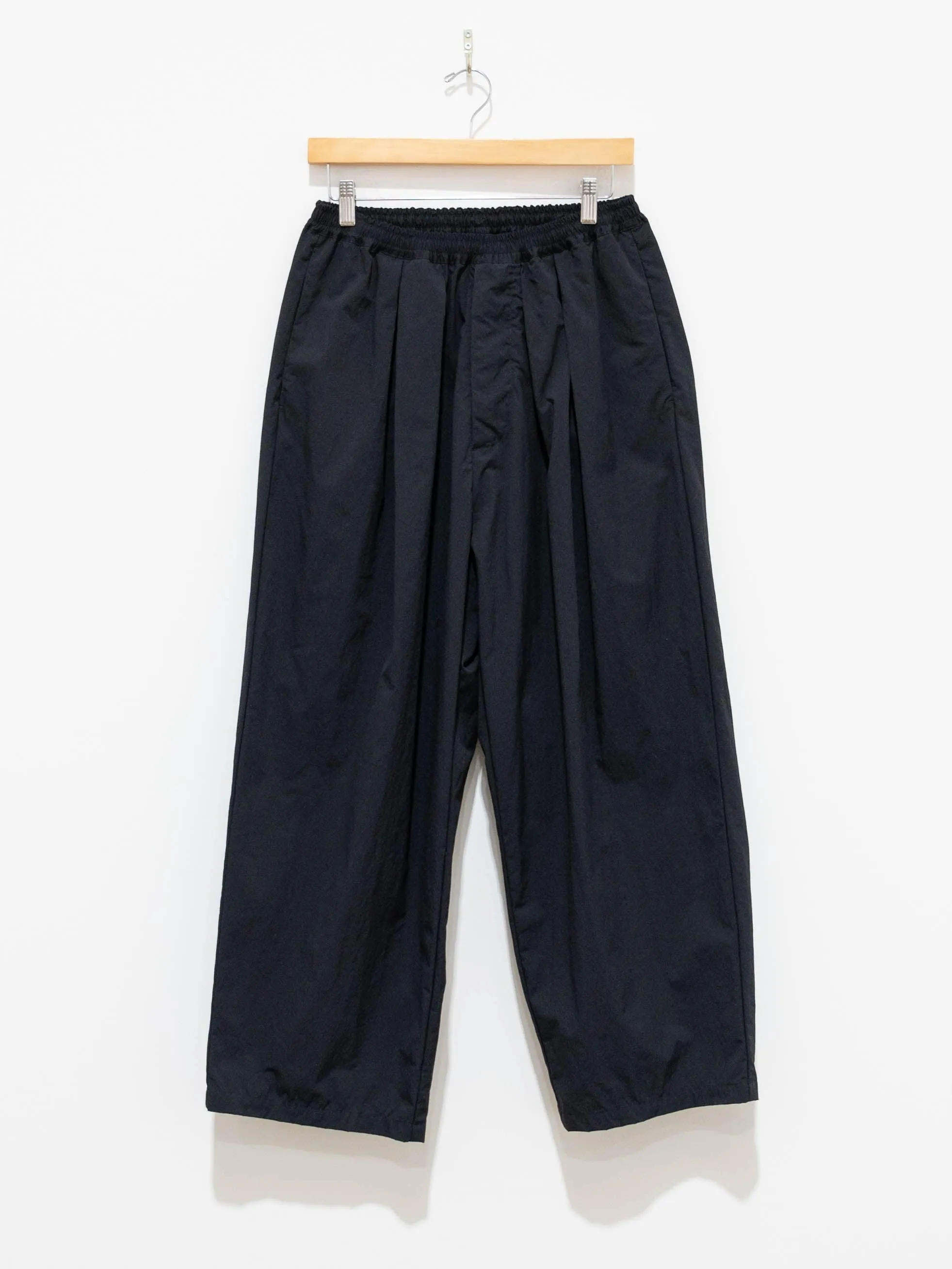 Recycled Nylon Tucked Pants - Black
