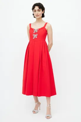 Red & Silver Bow Embellished Dress