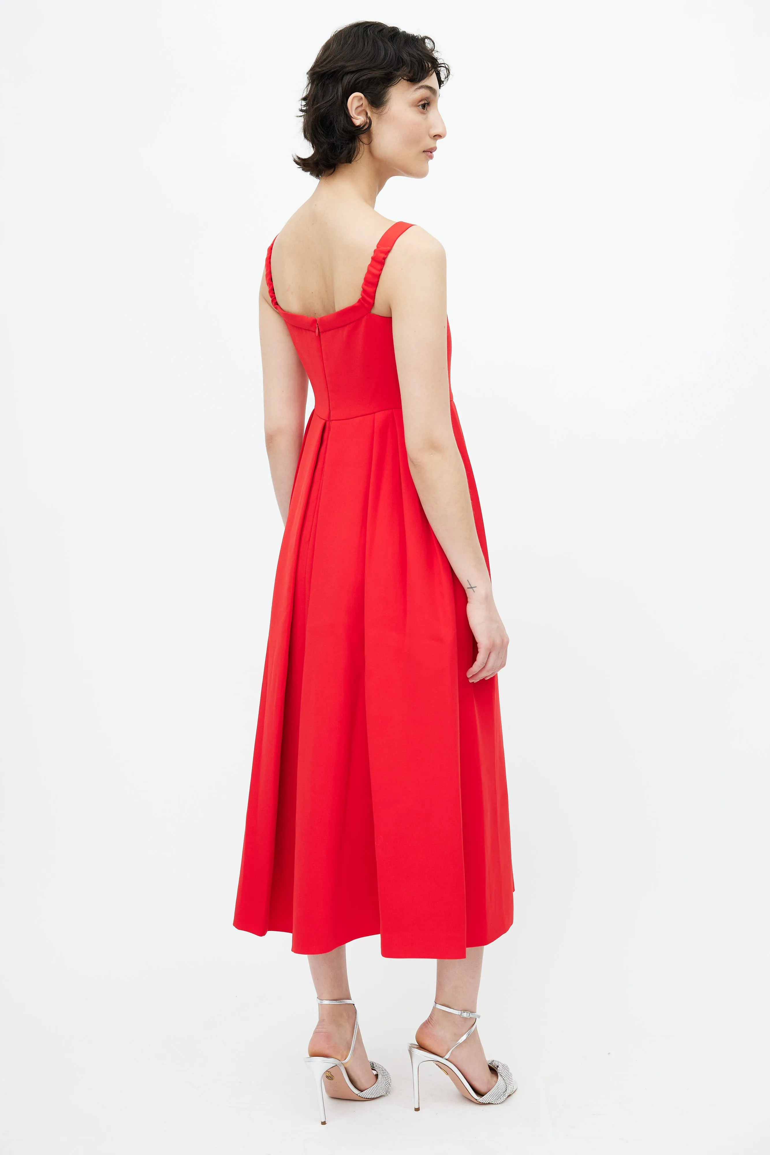 Red & Silver Bow Embellished Dress