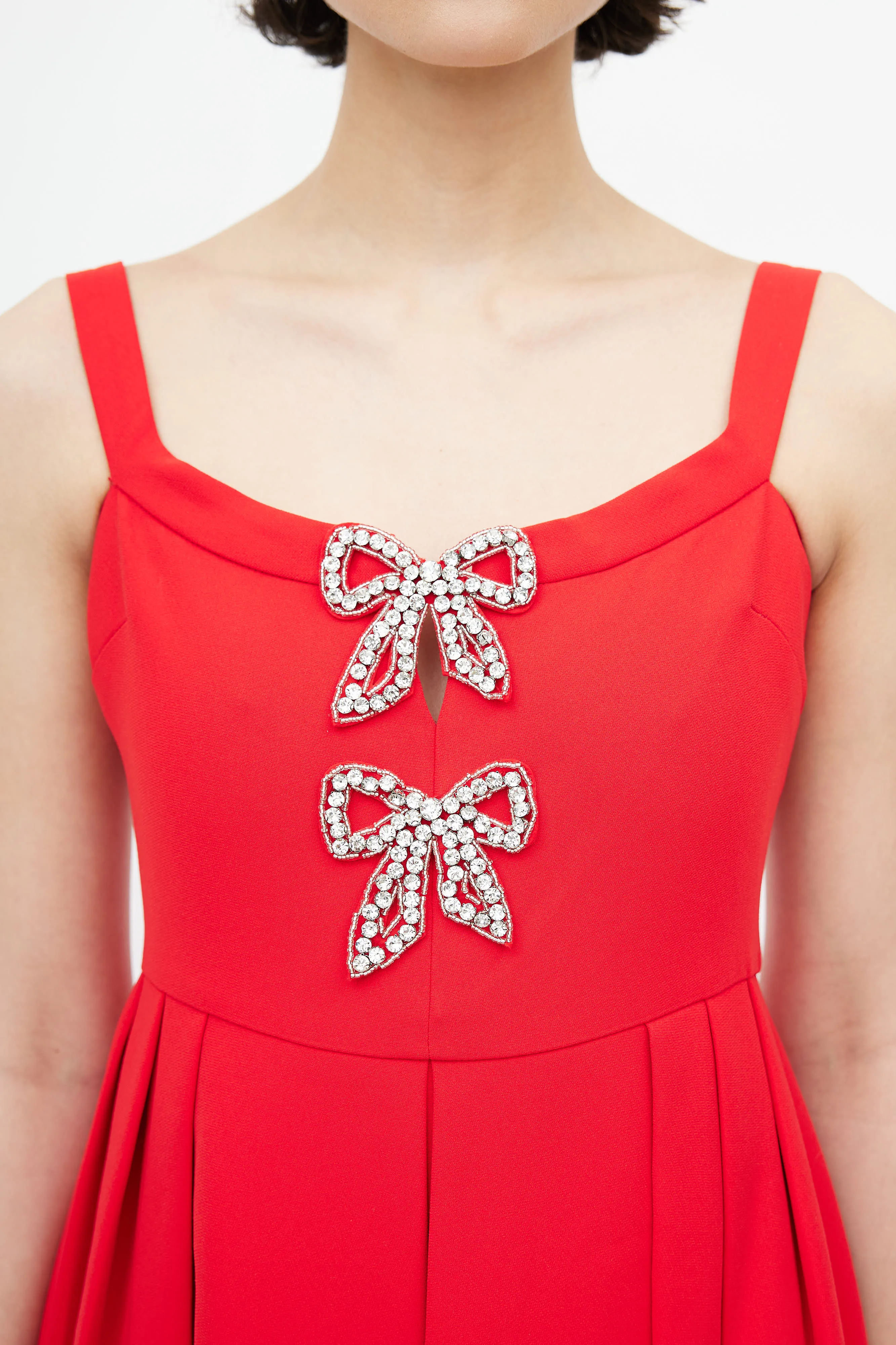 Red & Silver Bow Embellished Dress