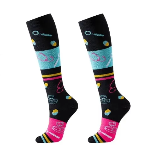 ROYALUCK 6 Pairs Nurse Compression Socks - Support Knee High Socks for Nurses,Athletic,Flying