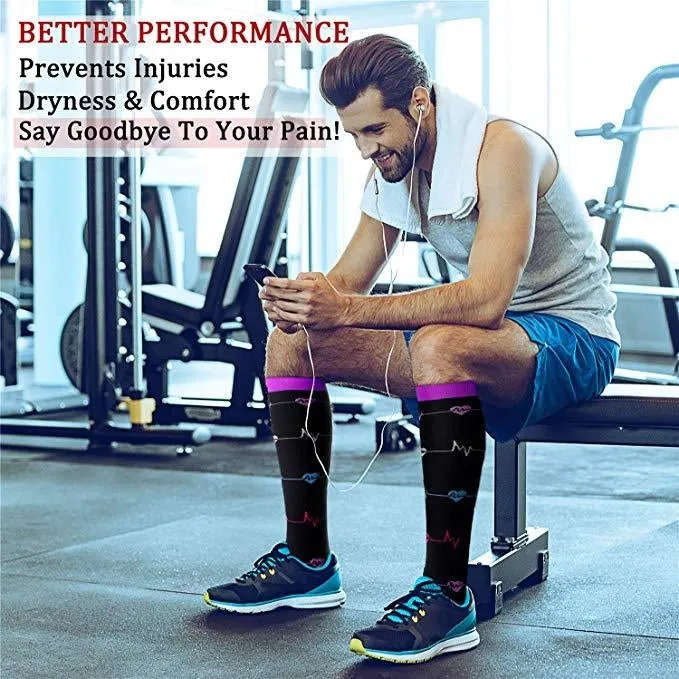 ROYALUCK 6 Pairs Nurse Compression Socks - Support Knee High Socks for Nurses,Athletic,Flying