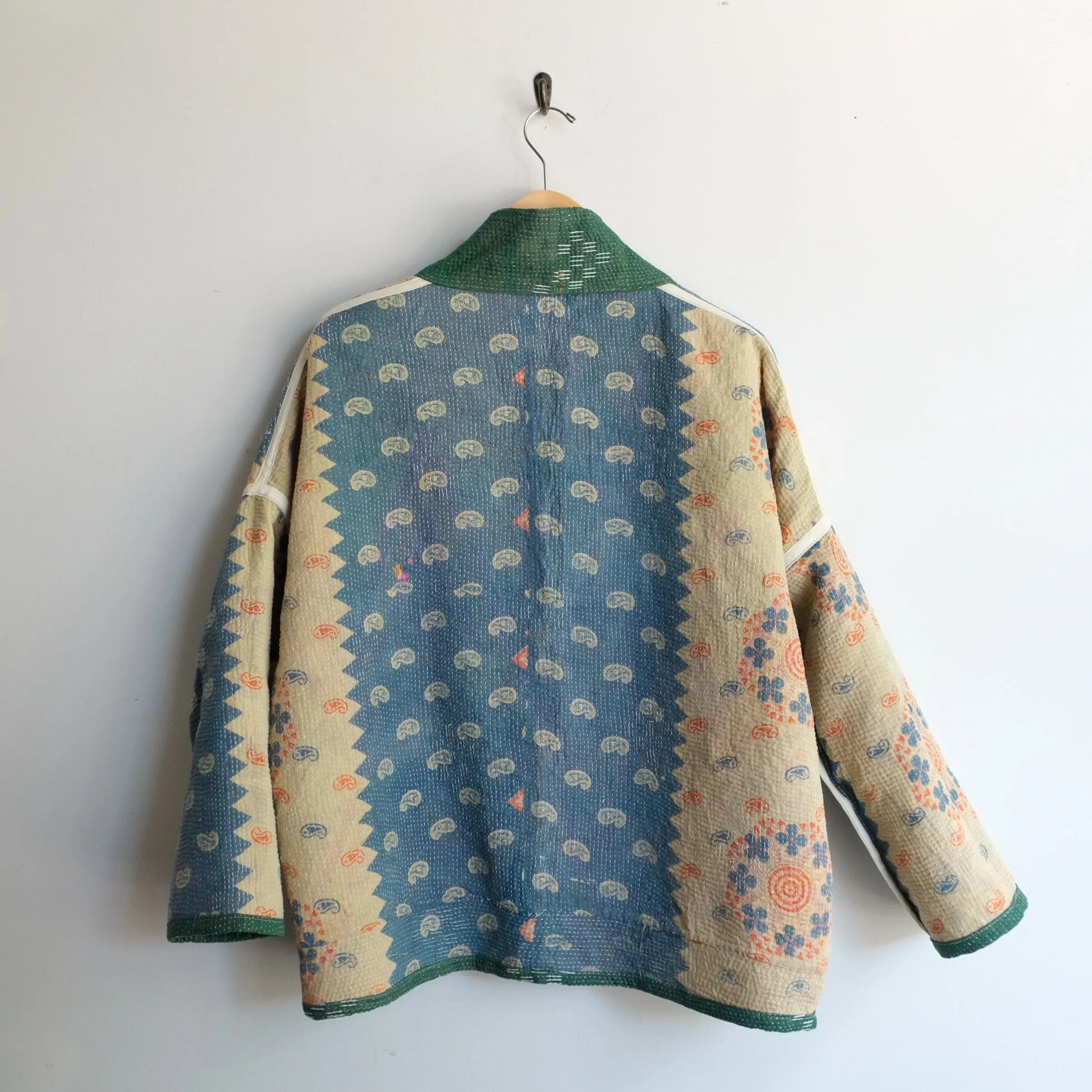 S Green with White Sticks Embroidery Anoushka Jacket LM138