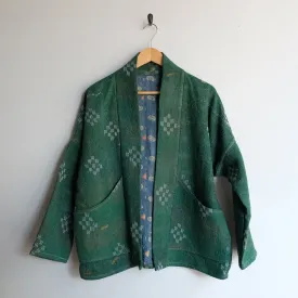 S Green with White Sticks Embroidery Anoushka Jacket LM138